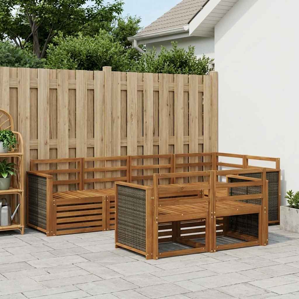 Ensemble de canapé d'angle 6 pcs Naturel Bois d'Acacia Massif - XIOS