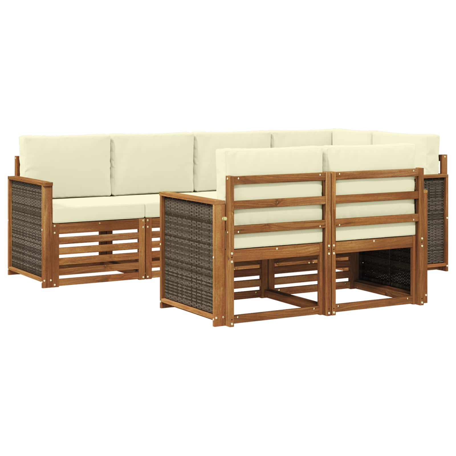 Ensemble de canapé d'angle avec coussin 6 pcs Naturel et Crème - XIOS