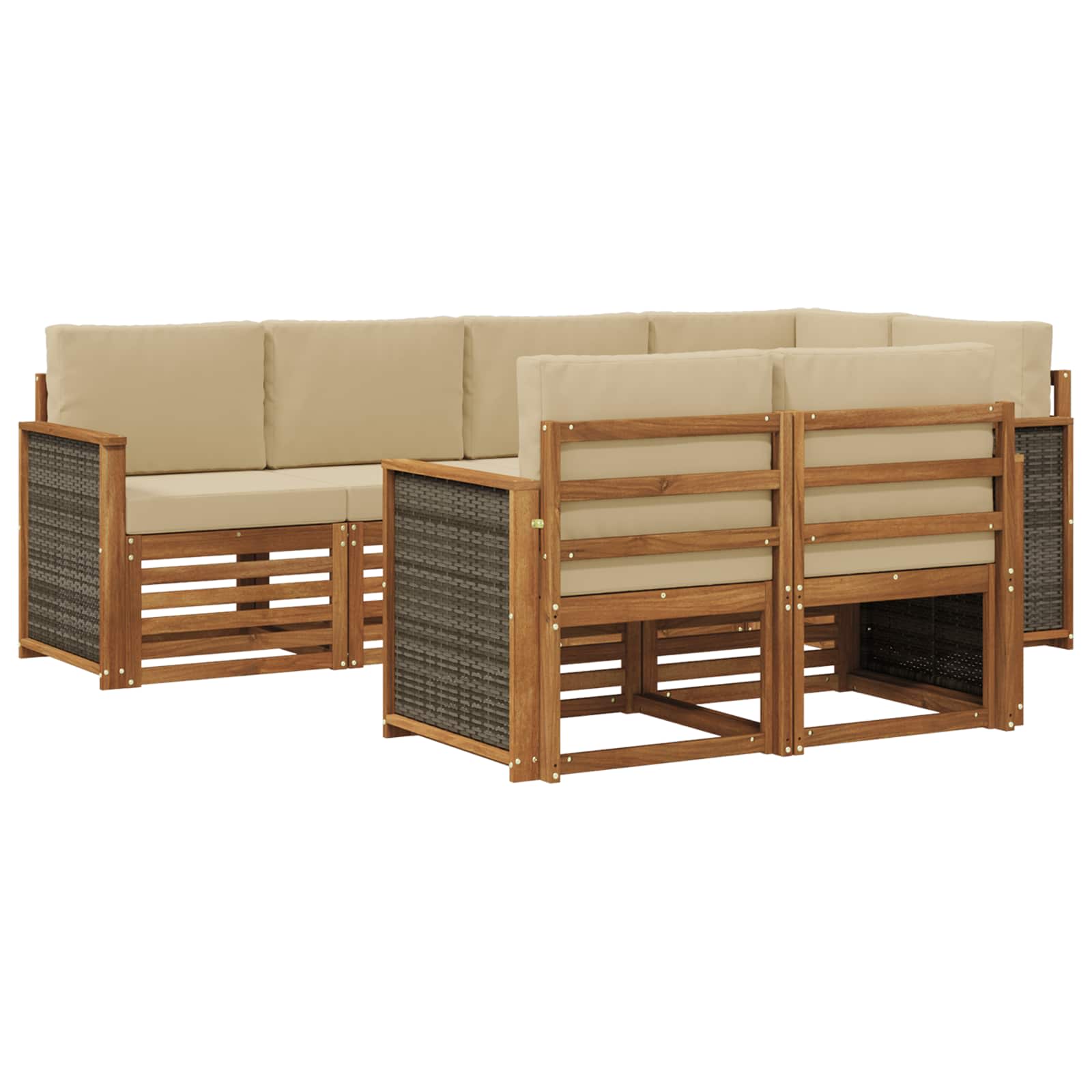 Ensemble de canapé d'angle avec coussin 6 pcs Naturel - XIOS