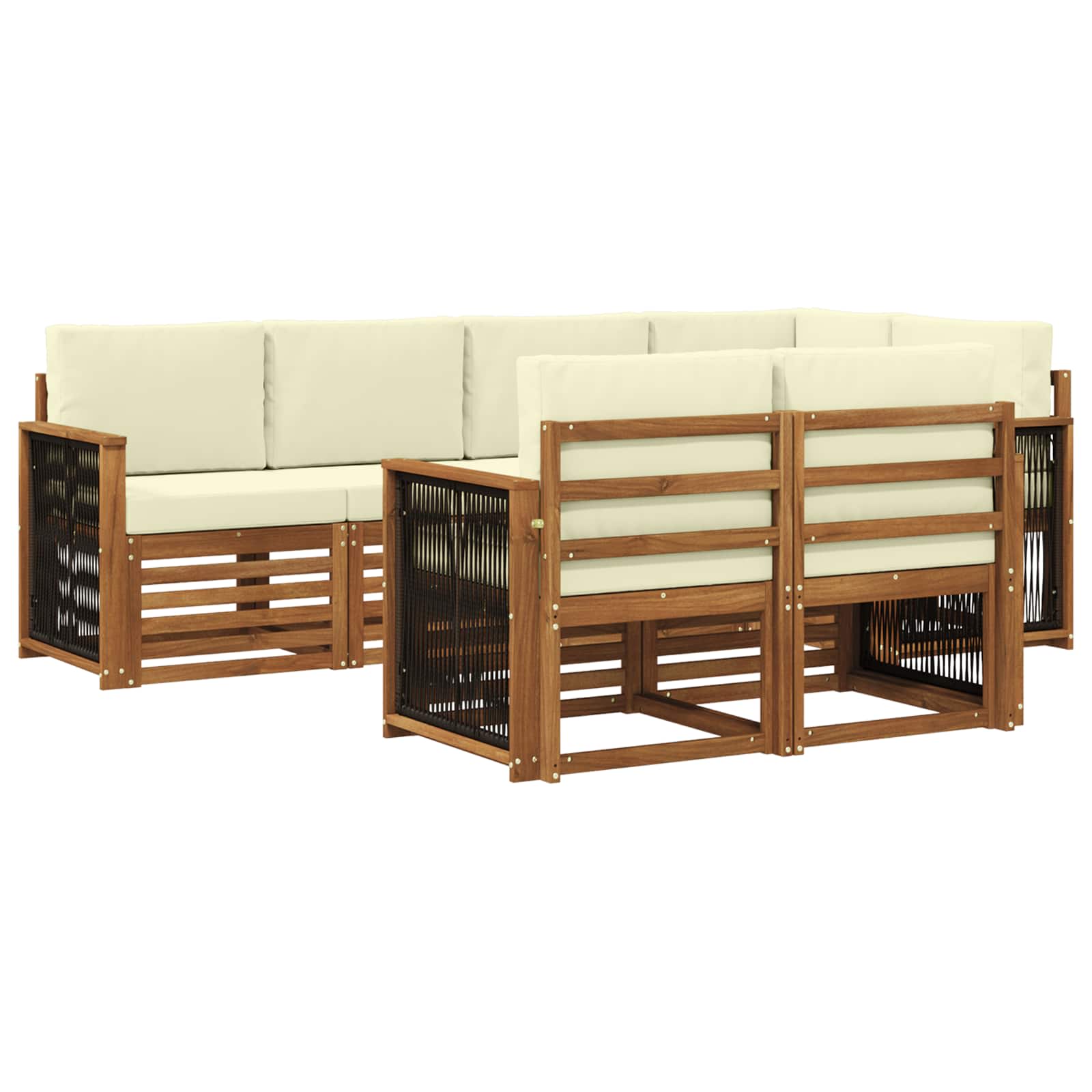 Ensemble de canapé d'angle avec coussin 6 pcs Naturel et Crème - XIOS