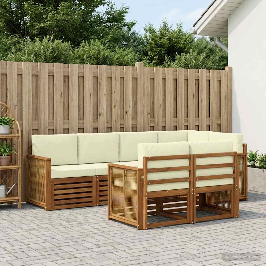 Ensemble de canapé d'angle avec coussin 6 pcs Naturel et Crème - XIOS