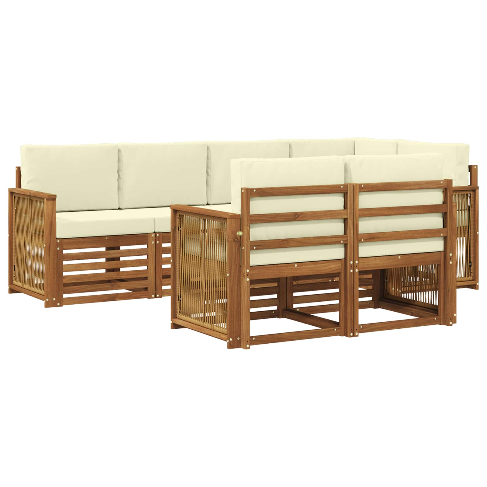 Ensemble de canapé d'angle avec coussin 6 pcs Naturel et Crème - XIOS