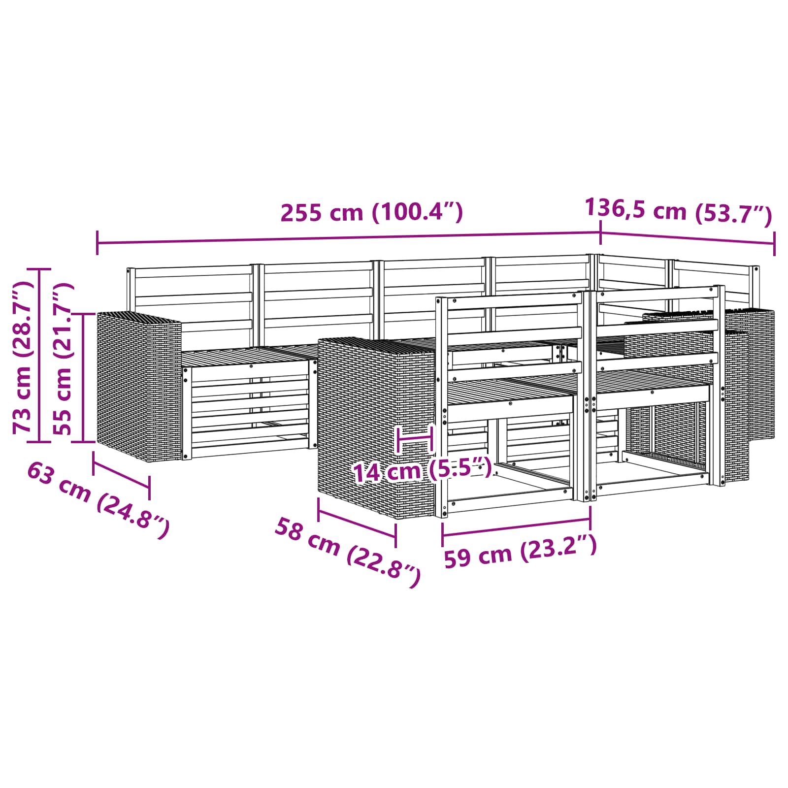 Ensemble de canapé d'angle 7 pcs Naturel - XIOS