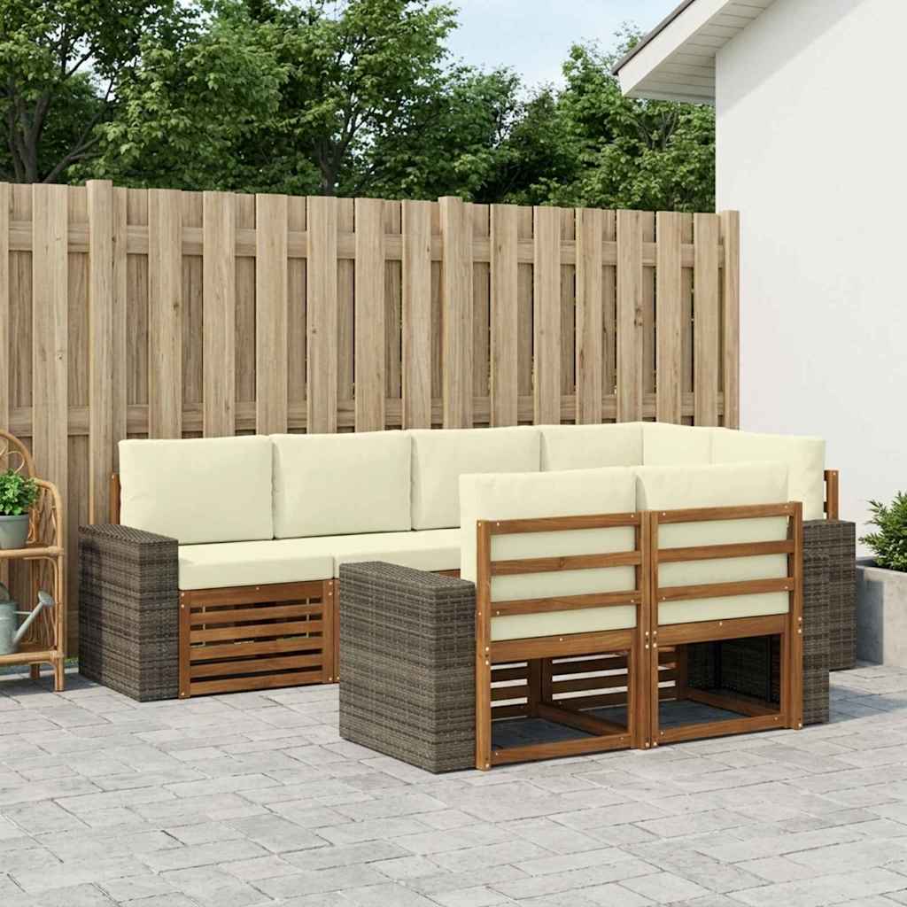 Ensemble de canapé d'angle avec coussin 7 pcs Naturel et Crème - XIOS