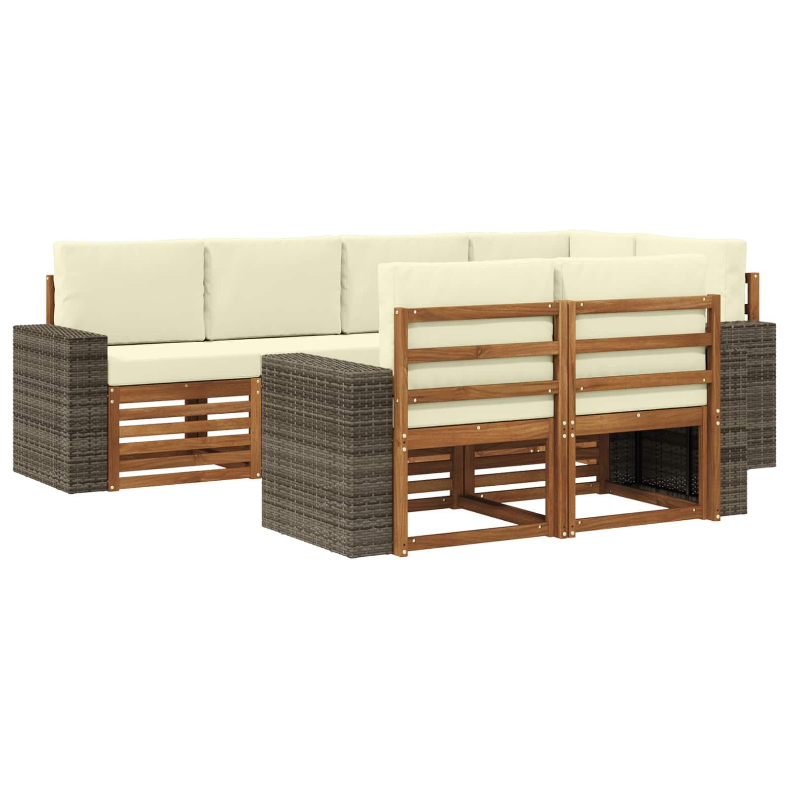 Ensemble de canapé d'angle avec coussin 7 pcs Naturel et Crème - XIOS