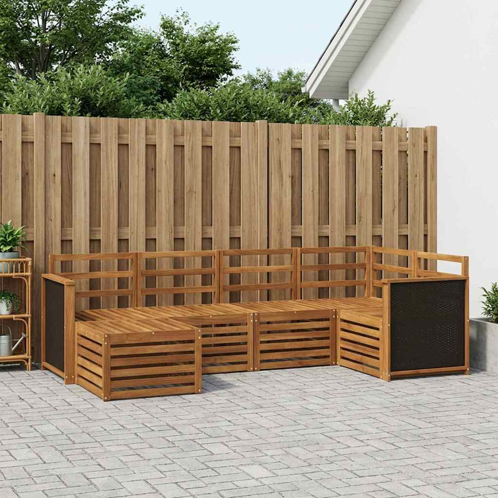 Ensemble de canapé d'angle 5 pcs Naturel Bois d'Acacia Massif - XIOS