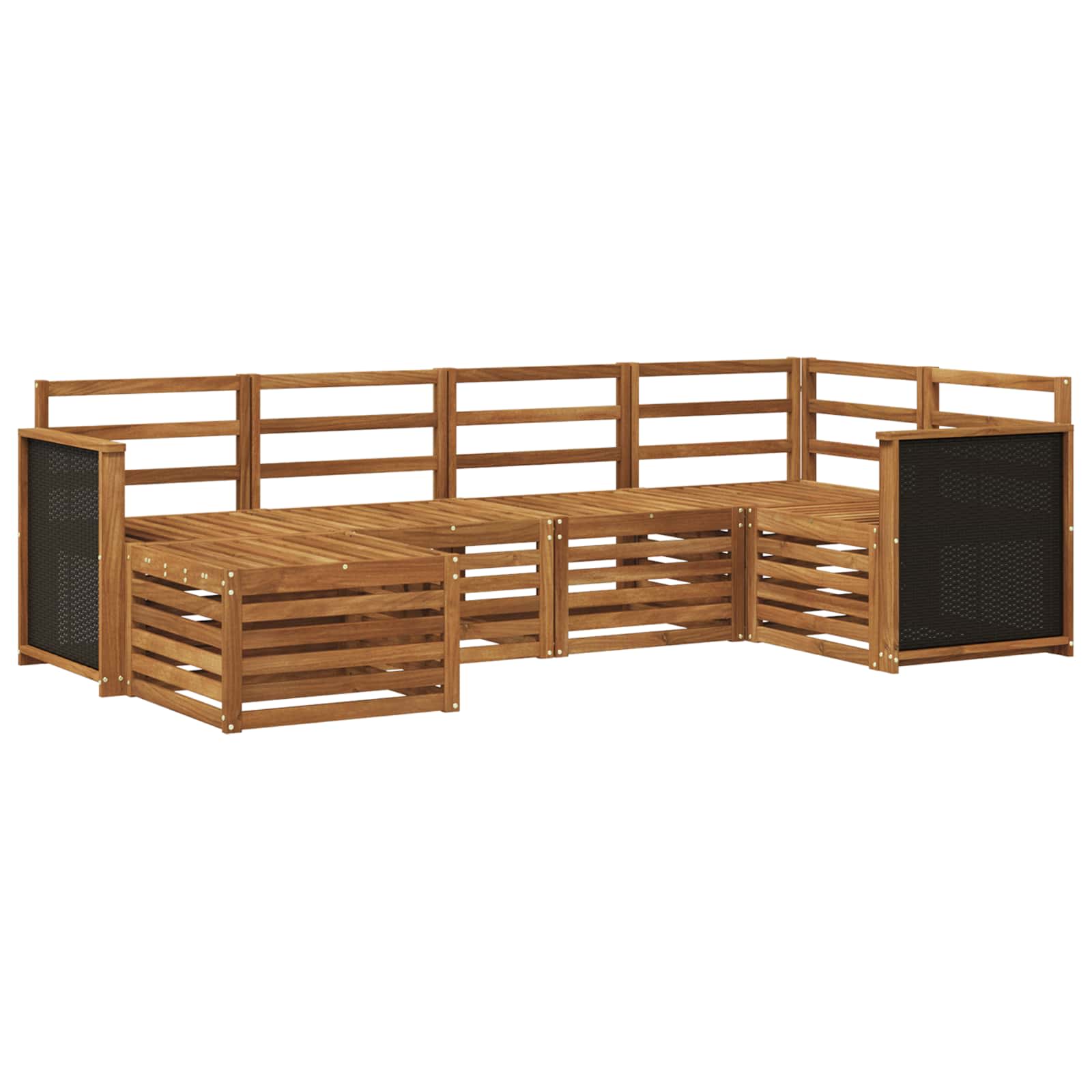 Ensemble de canapé d'angle 5 pcs Naturel Bois d'Acacia Massif - XIOS