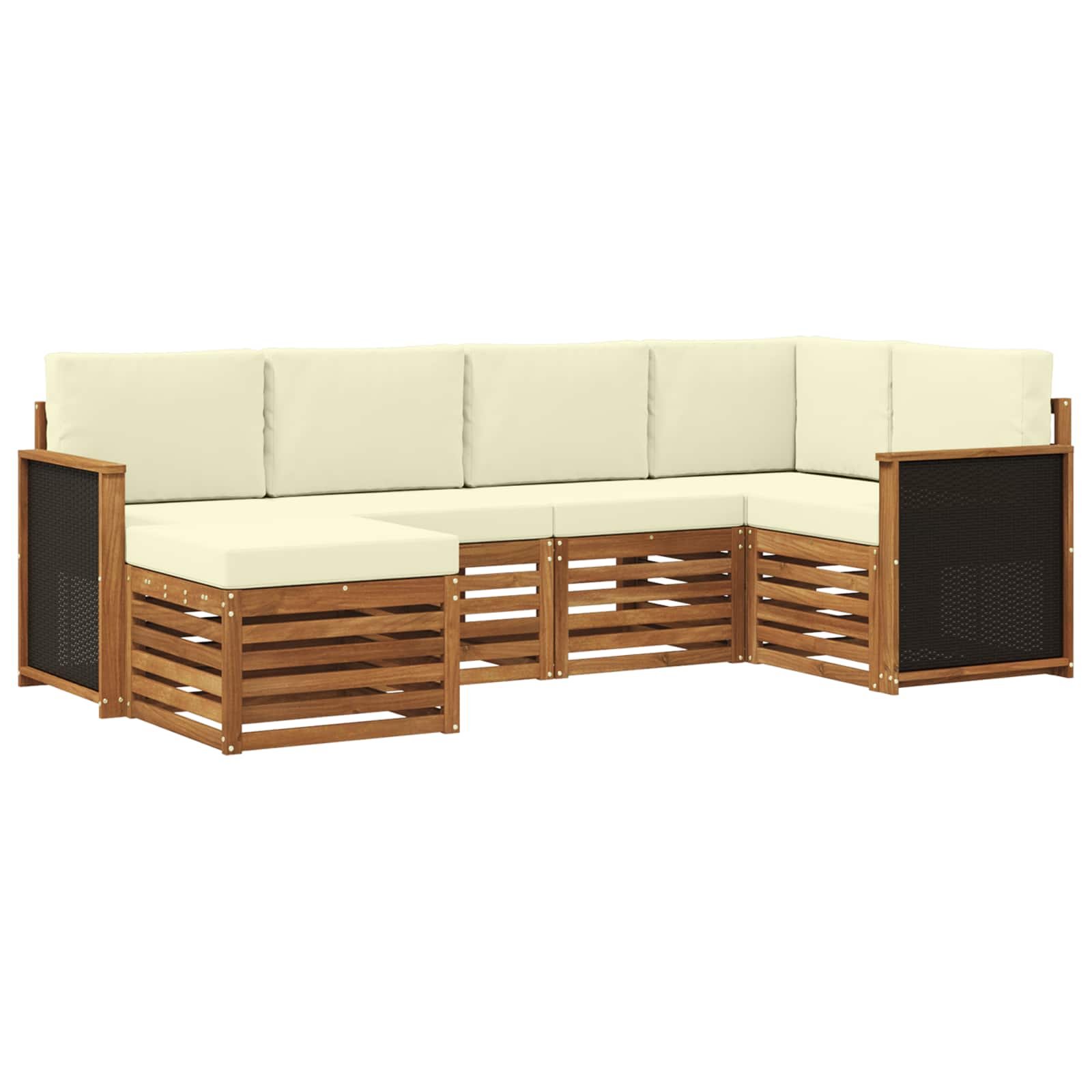 Ensemble de canapé d'angle avec coussin 5 pcs Naturel et Crème - XIOS