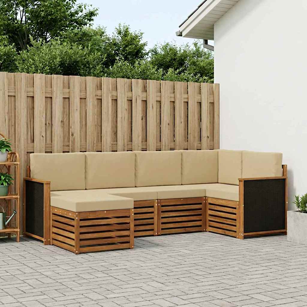 Ensemble de canapé d'angle avec coussin 5 pcs Naturel - XIOS