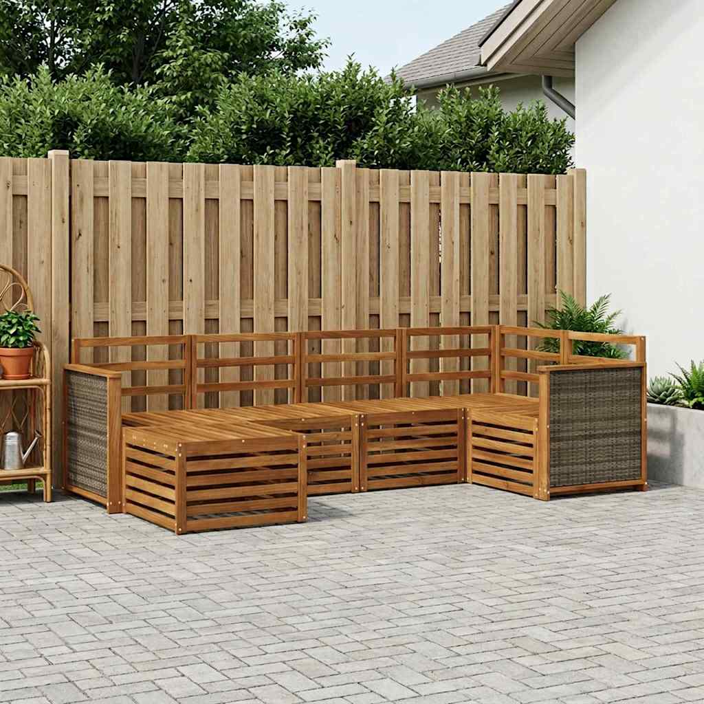 Ensemble de canapé d'angle 5 pcs Naturel Bois d'Acacia Massif - XIOS