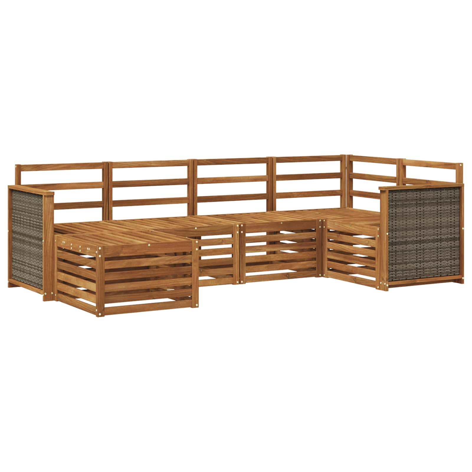 Ensemble de canapé d'angle 5 pcs Naturel Bois d'Acacia Massif - XIOS