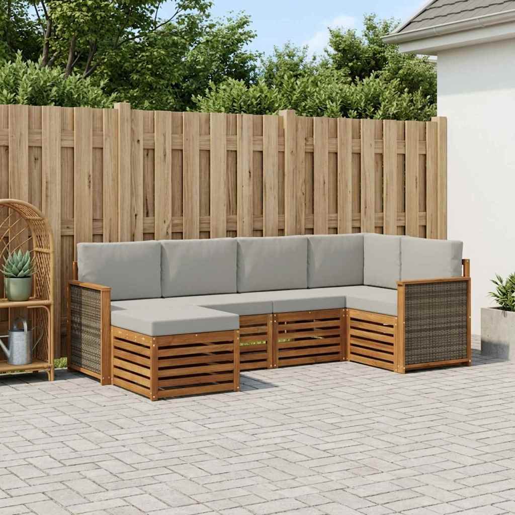 Ensemble de canapé d'angle 5 pcs Naturel et gris clair - XIOS