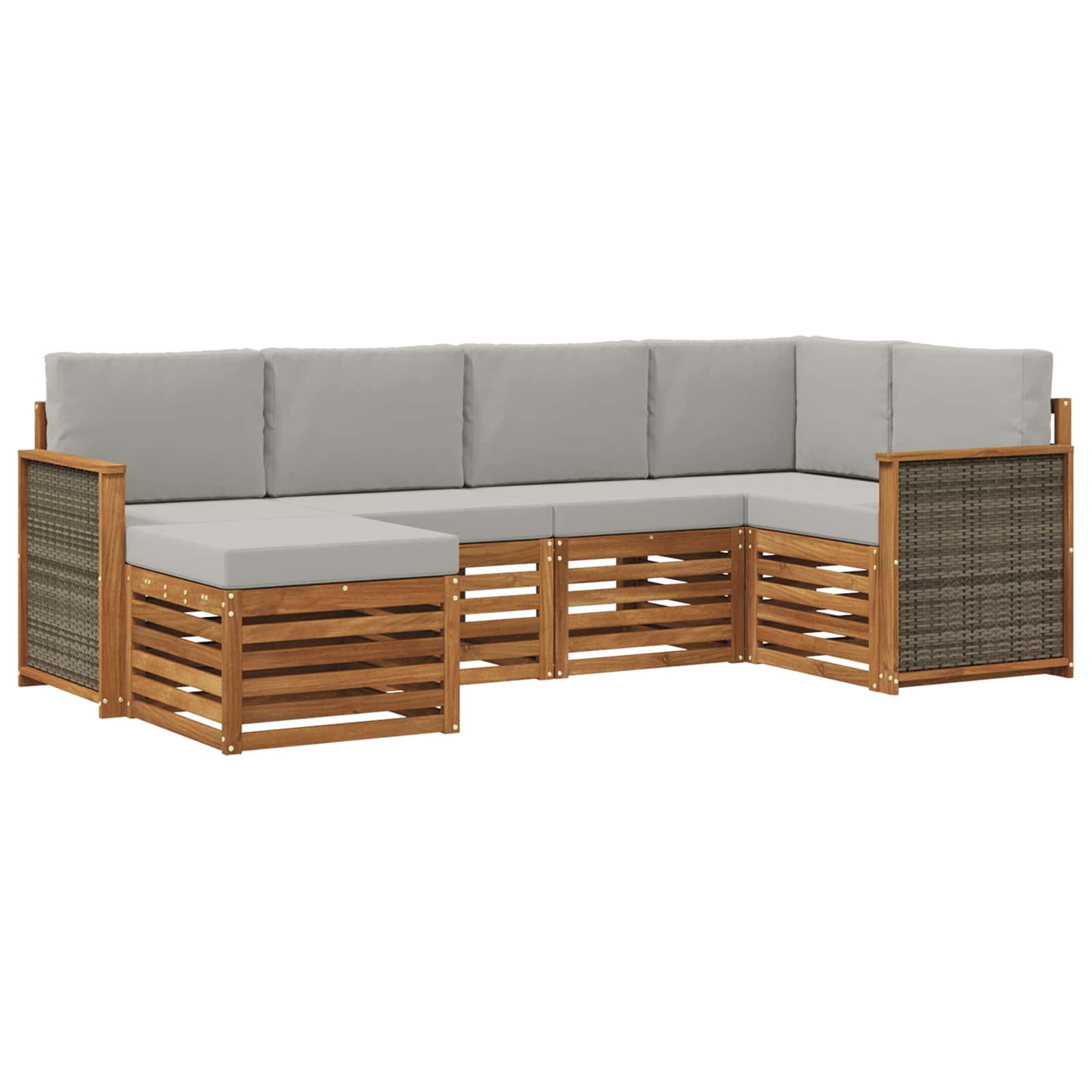 Ensemble de canapé d'angle 5 pcs Naturel et gris clair - XIOS