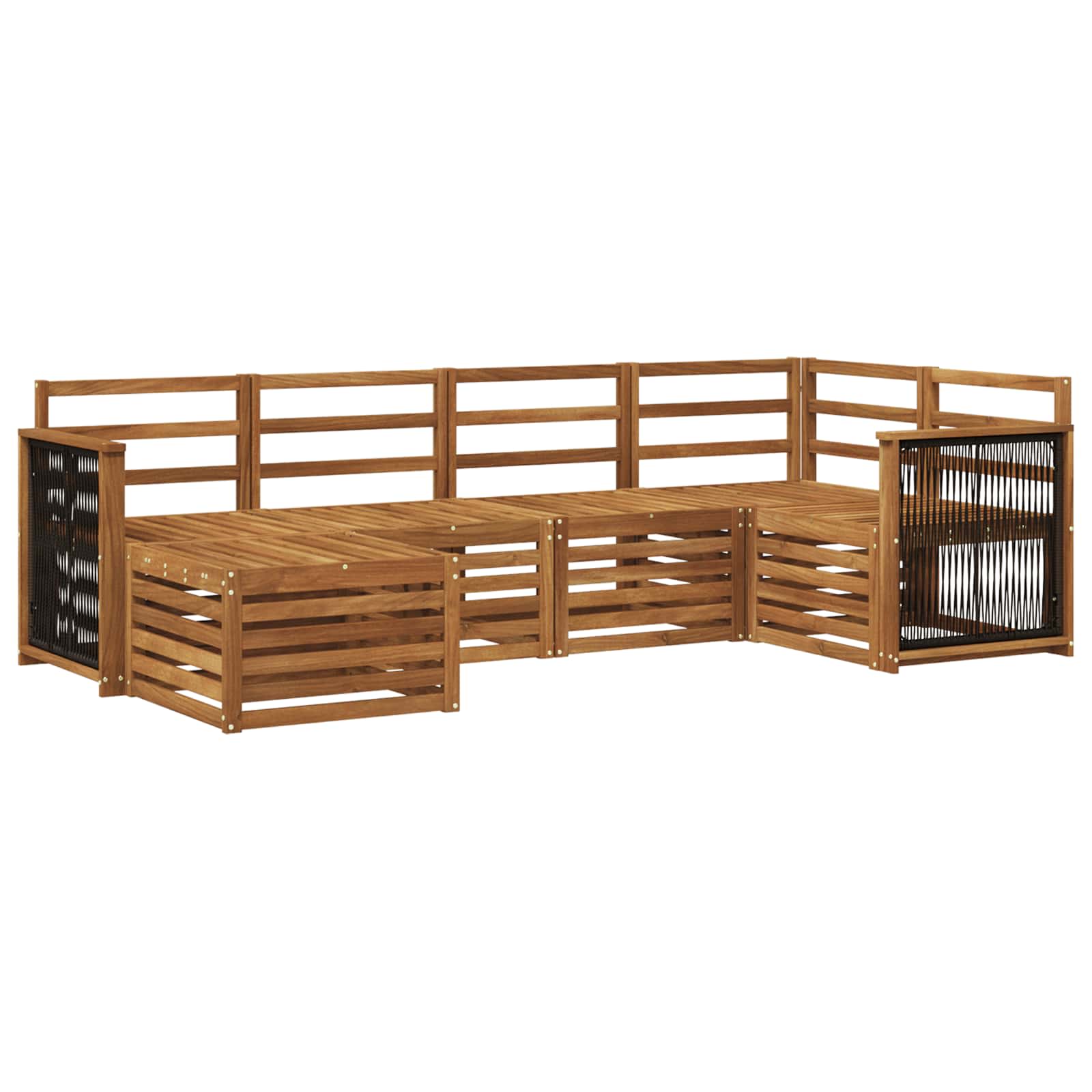 Ensemble de canapé d'angle 5 pcs Naturel Bois d'Acacia Massif - XIOS