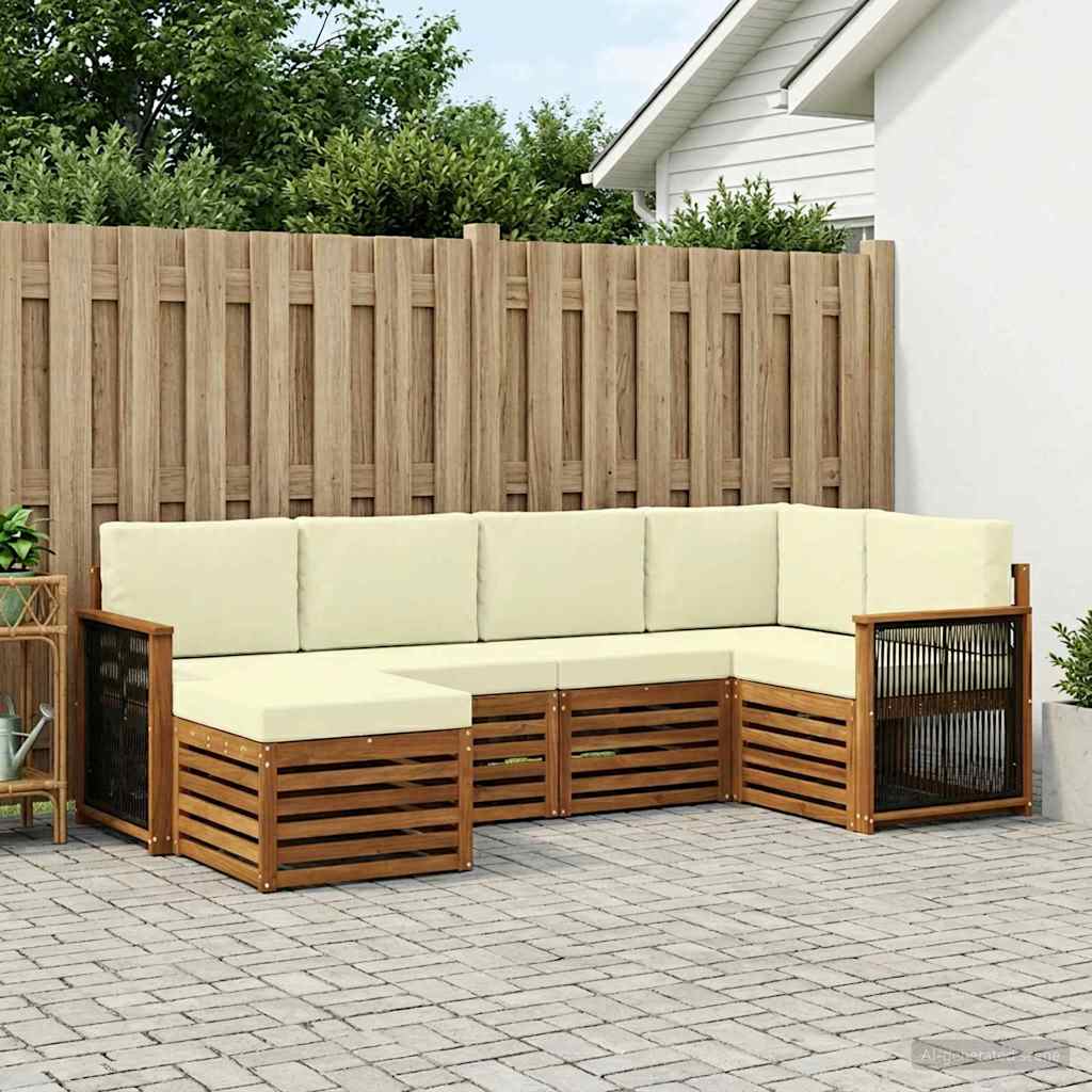Ensemble de canapé d'angle avec coussin 5 pcs Naturel et Crème - XIOS