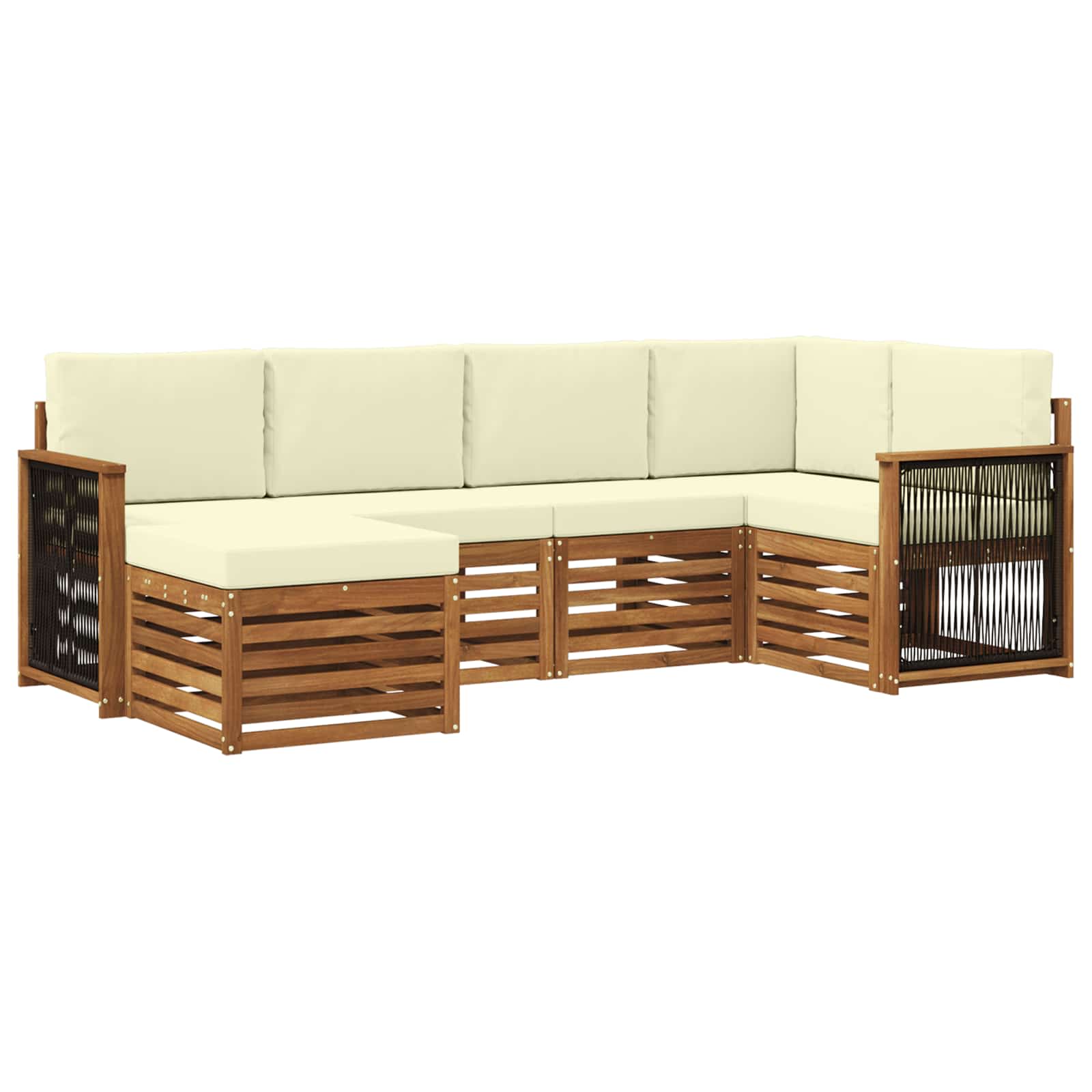 Ensemble de canapé d'angle avec coussin 5 pcs Naturel et Crème - XIOS