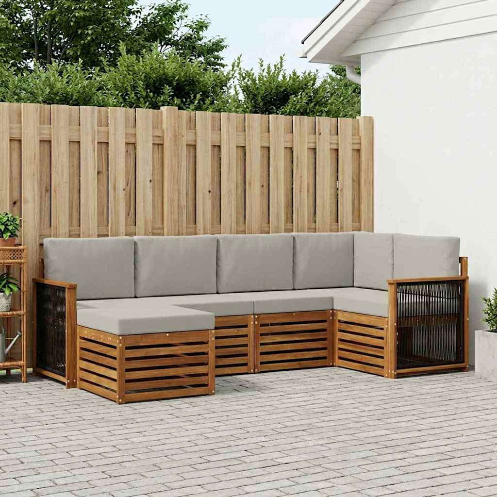 Ensemble de canapé d'angle 5 pcs Naturel et gris clair - XIOS