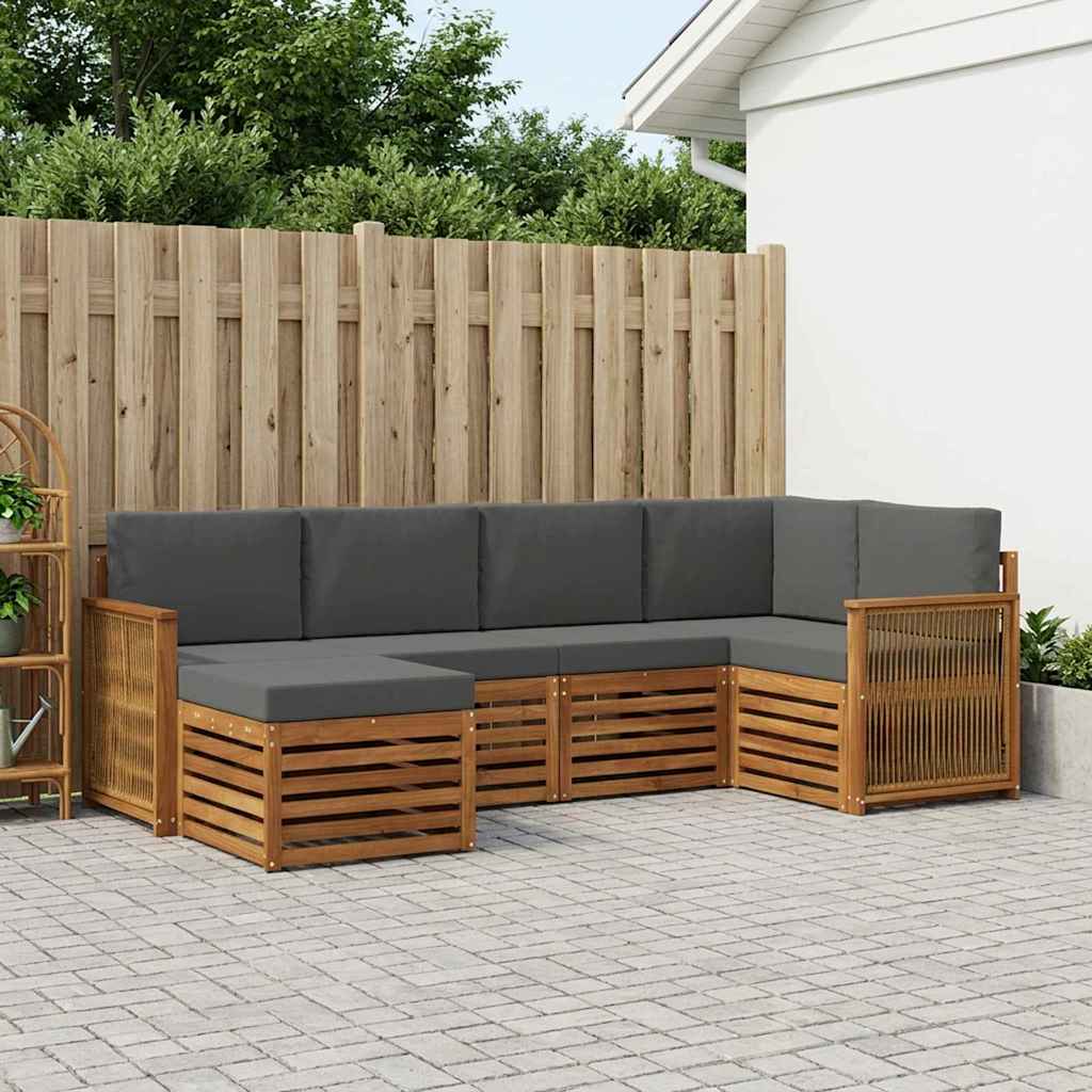 Ensemble de canapés d'extérieur 5 pc Naturel et Anthracite