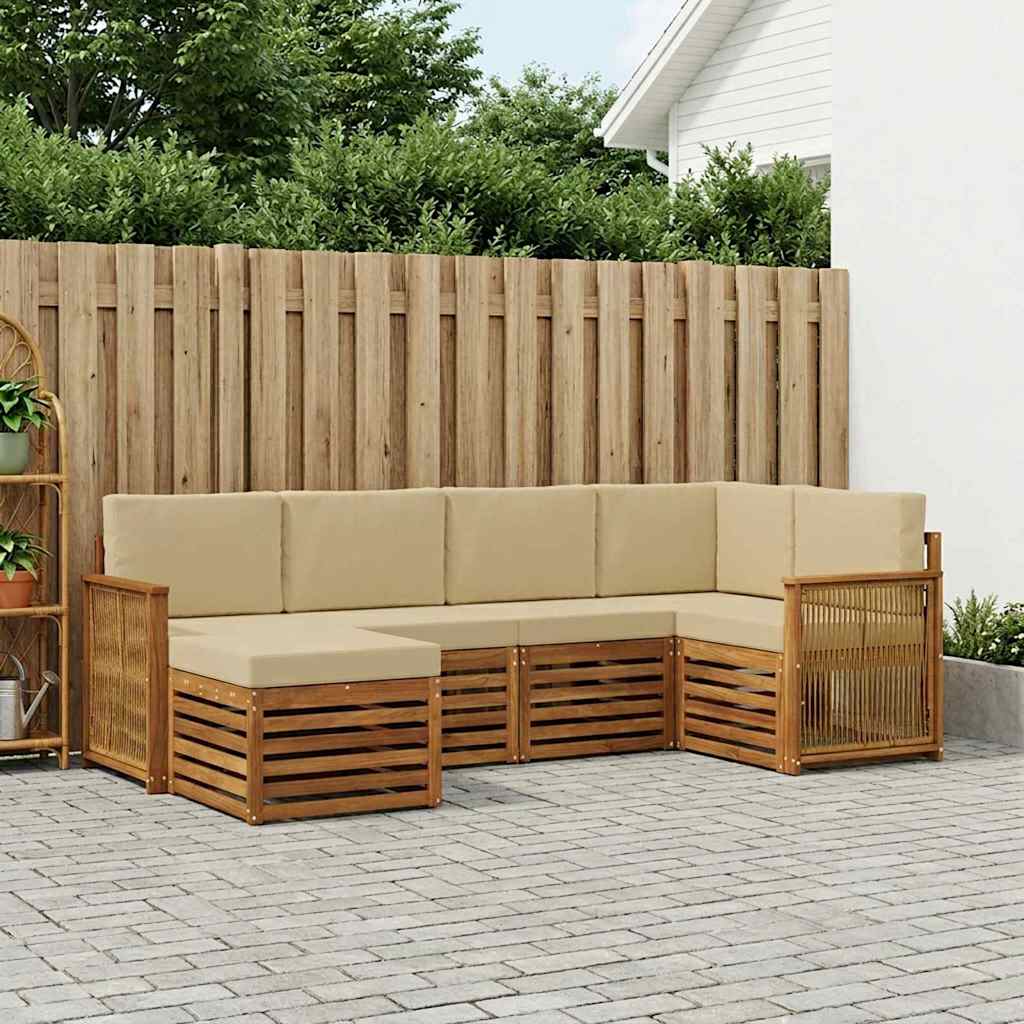 Ensemble de canapé d'angle avec coussin 5 pcs Naturel - XIOS