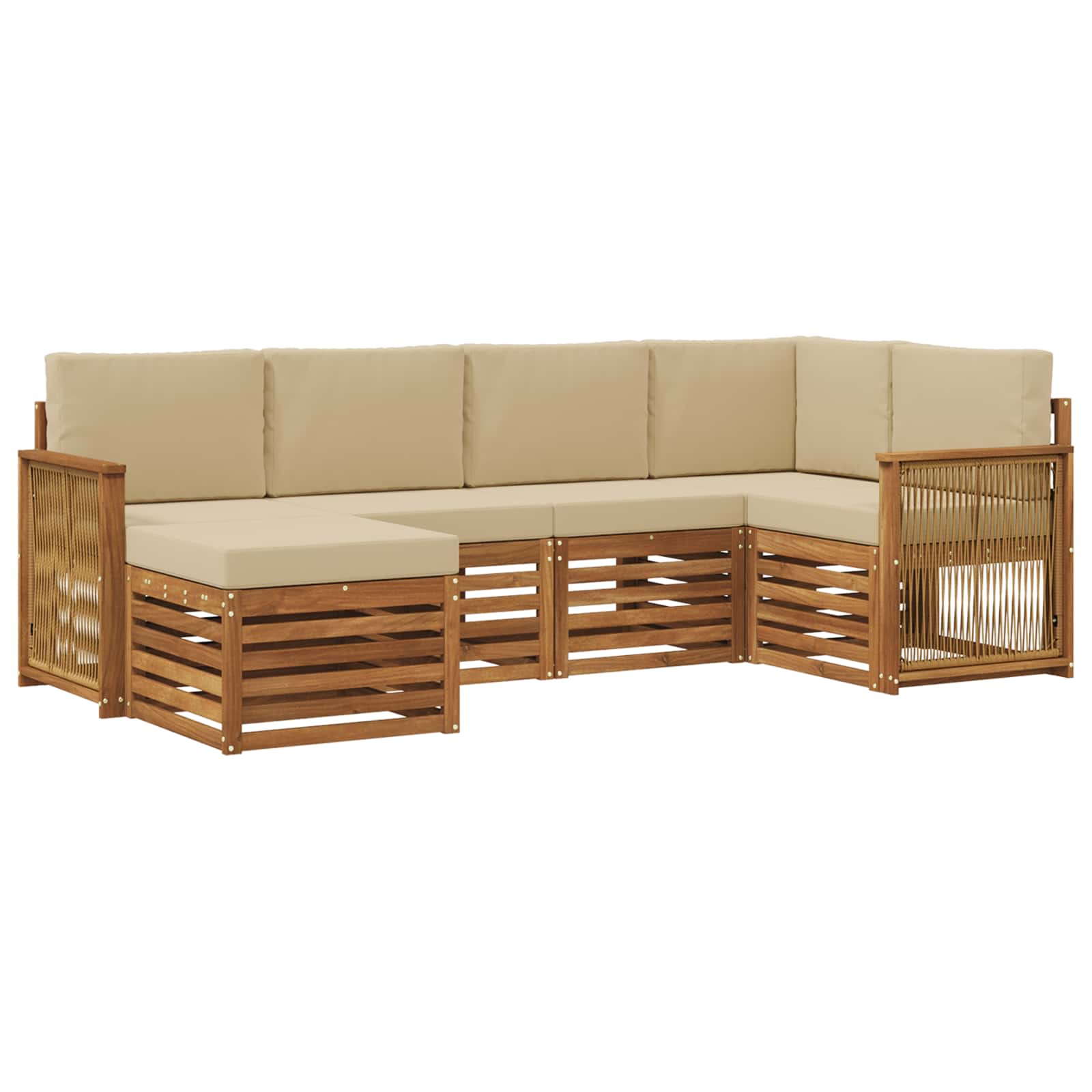 Ensemble de canapé d'angle avec coussin 5 pcs Naturel - XIOS