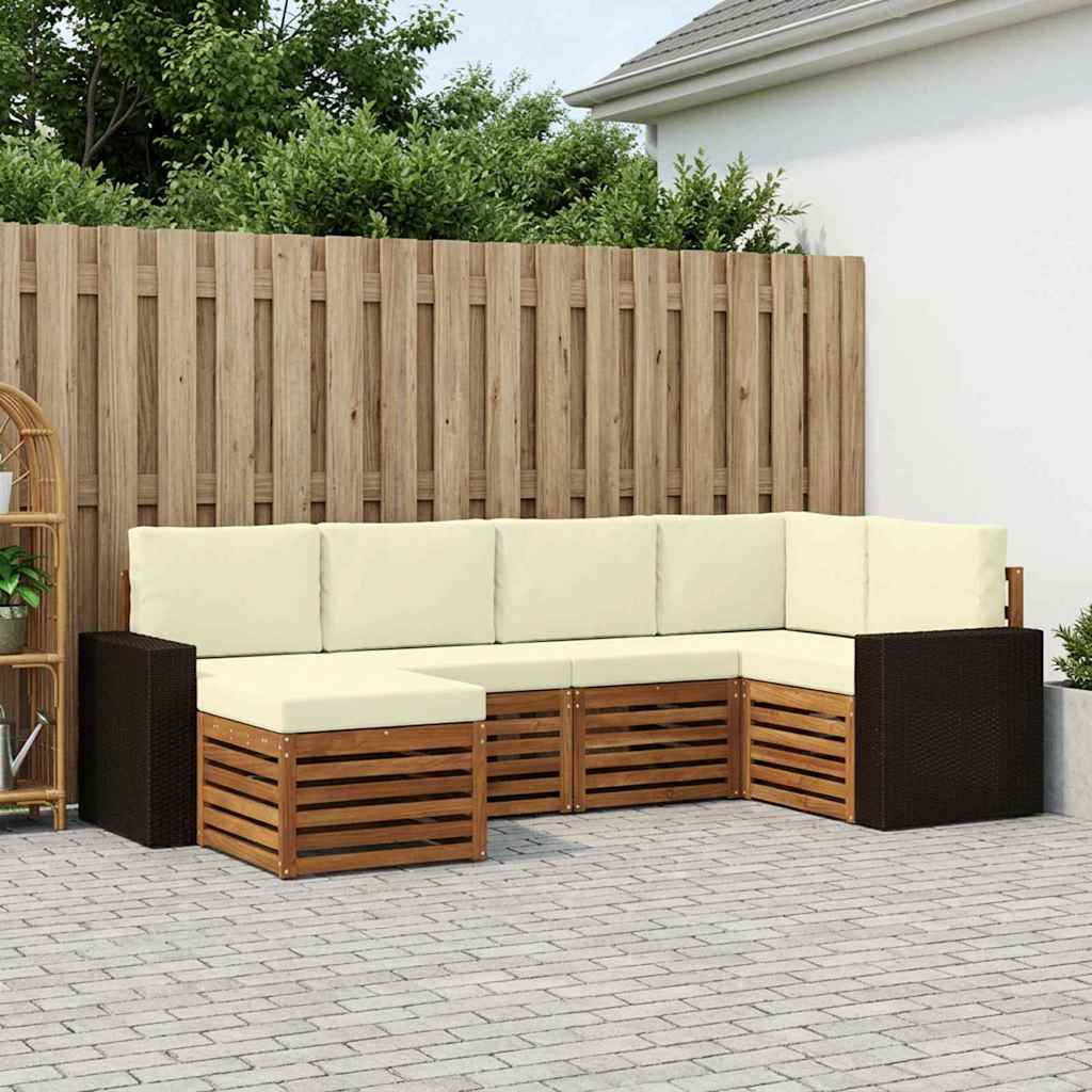 Ensemble de canapé d'angle avec coussin 6 pcs Naturel et Crème - XIOS