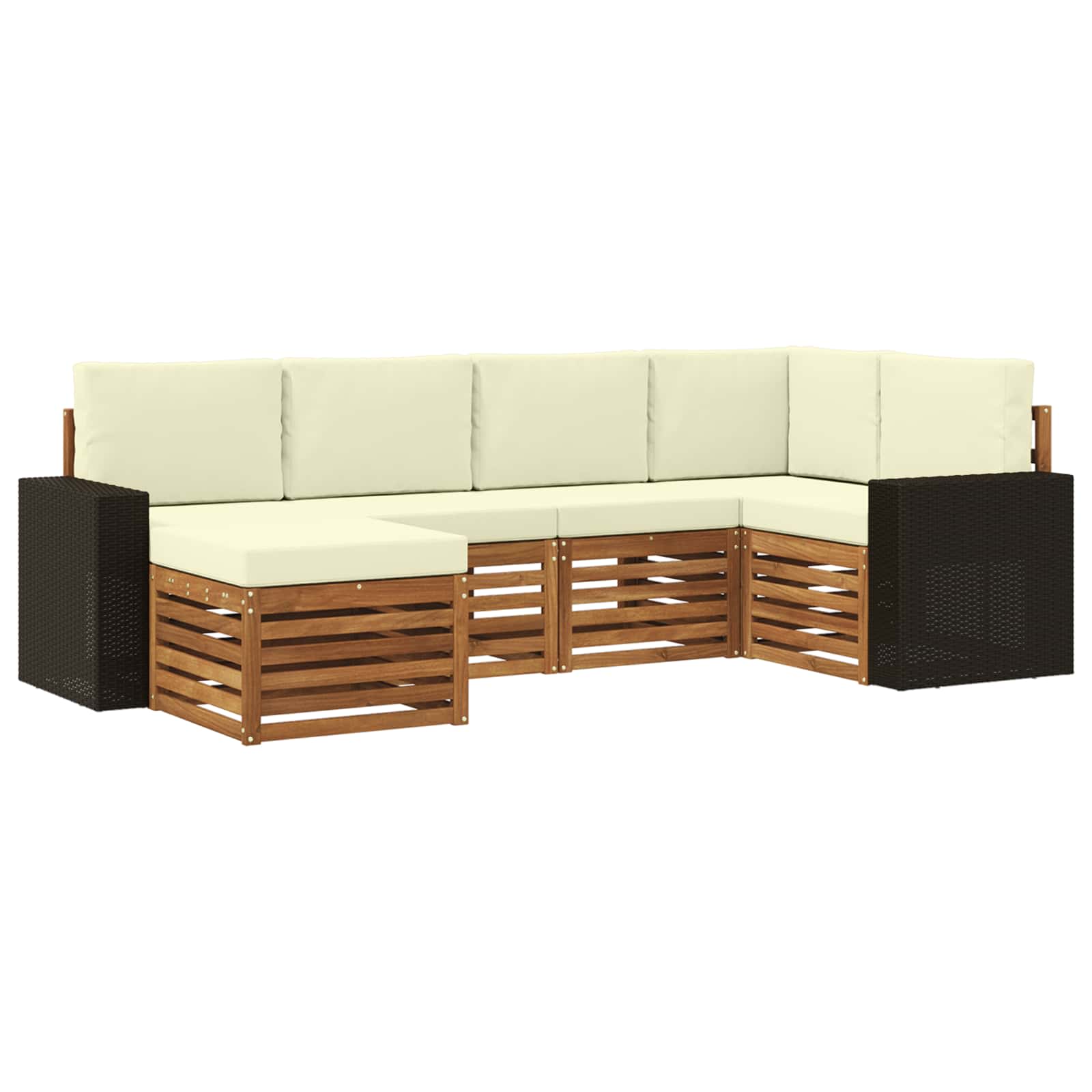 Ensemble de canapé d'angle avec coussin 6 pcs Naturel et Crème - XIOS