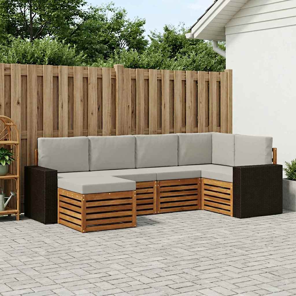 Ensemble de canapé d'angle 6 pcs Naturel et gris clair - XIOS