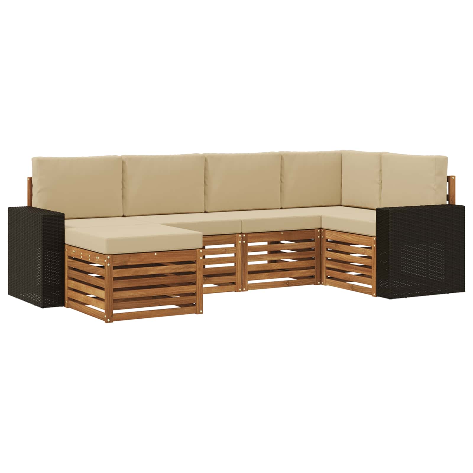 Ensemble de canapé d'angle avec coussin 6 pcs Naturel et Beige - XIOS