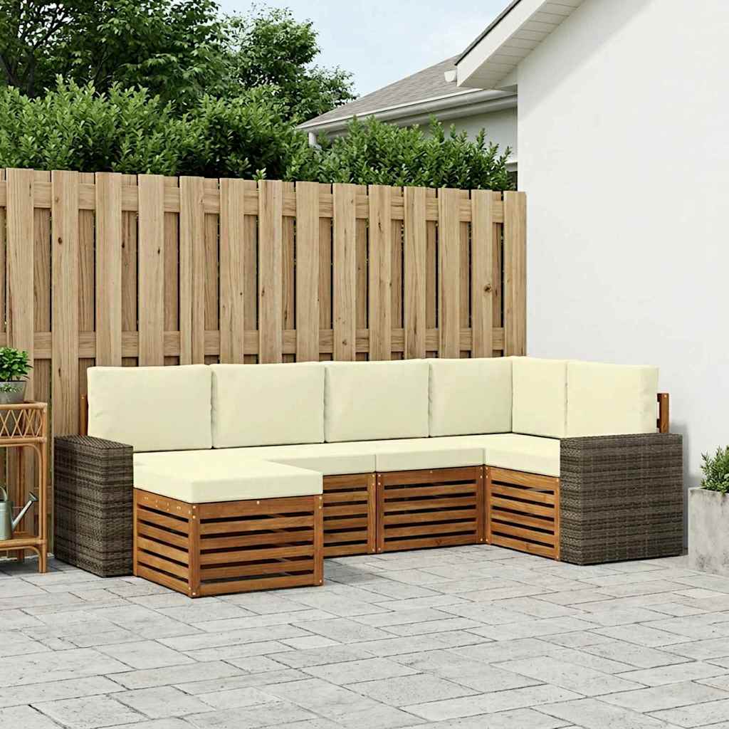 Ensemble de canapé d'angle avec coussin 6 pcs Naturel et Crème - XIOS