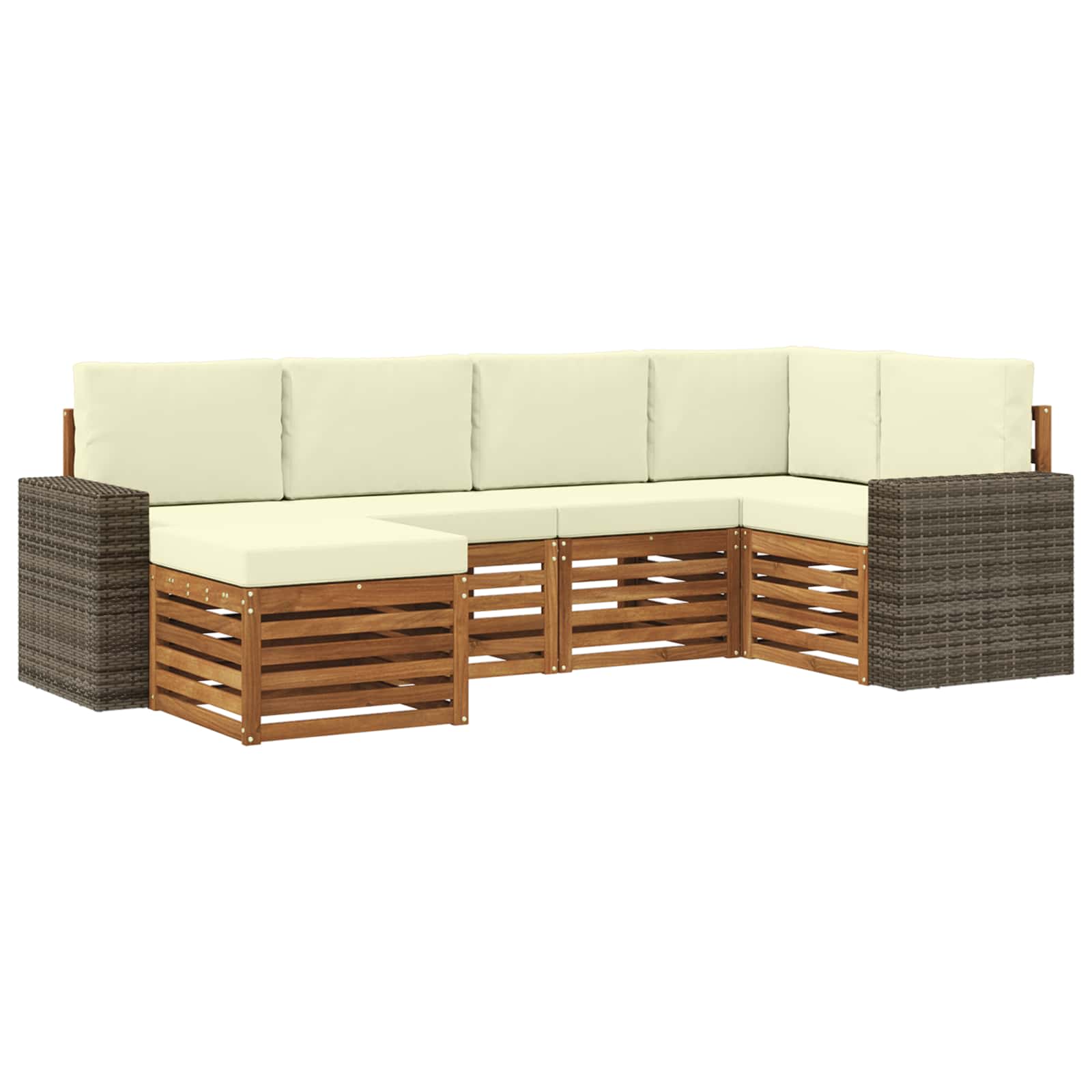 Ensemble de canapé d'angle avec coussin 6 pcs Naturel et Crème - XIOS
