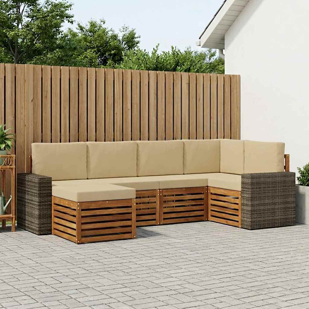 Ensemble de canapé d'angle avec coussin 6 pcs Naturel et Beige - XIOS