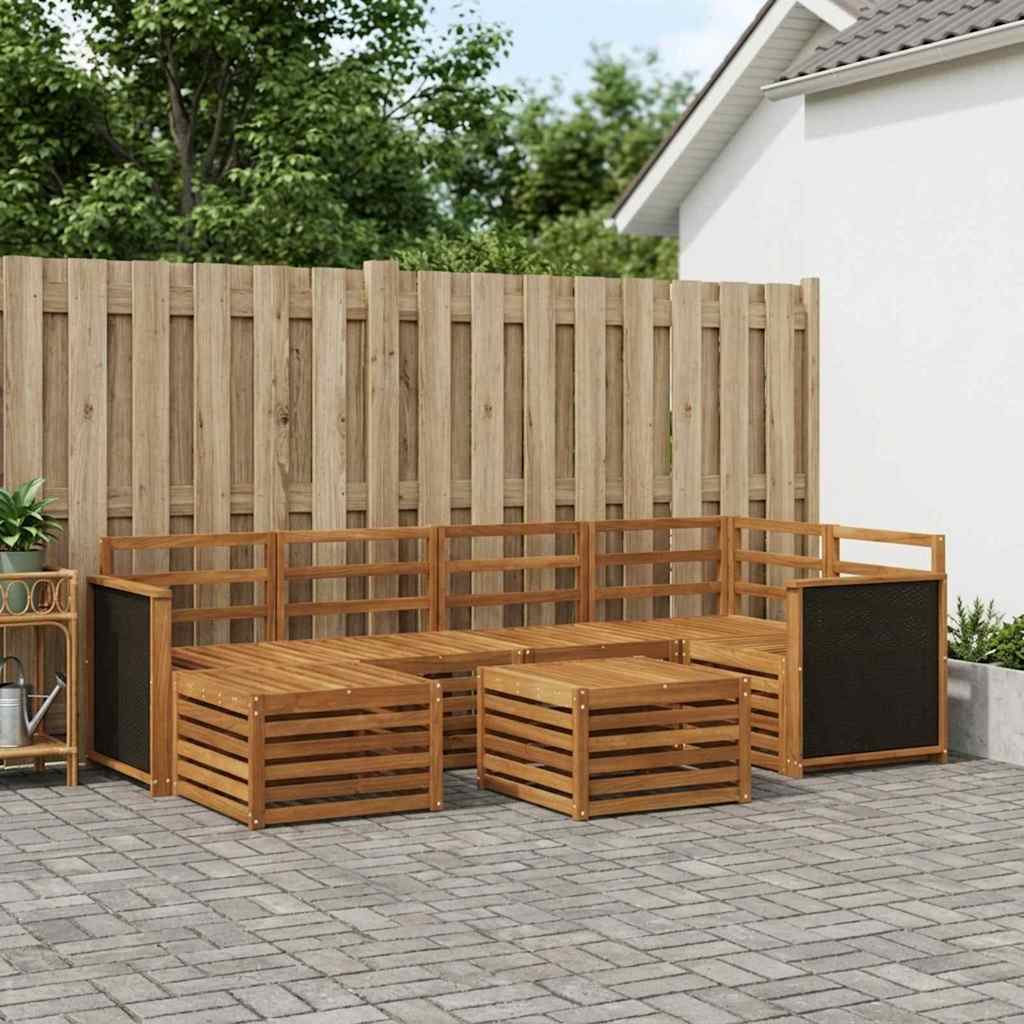 Ensemble de canapé d'angle 6 pcs Naturel Bois d'Acacia Massif - XIOS