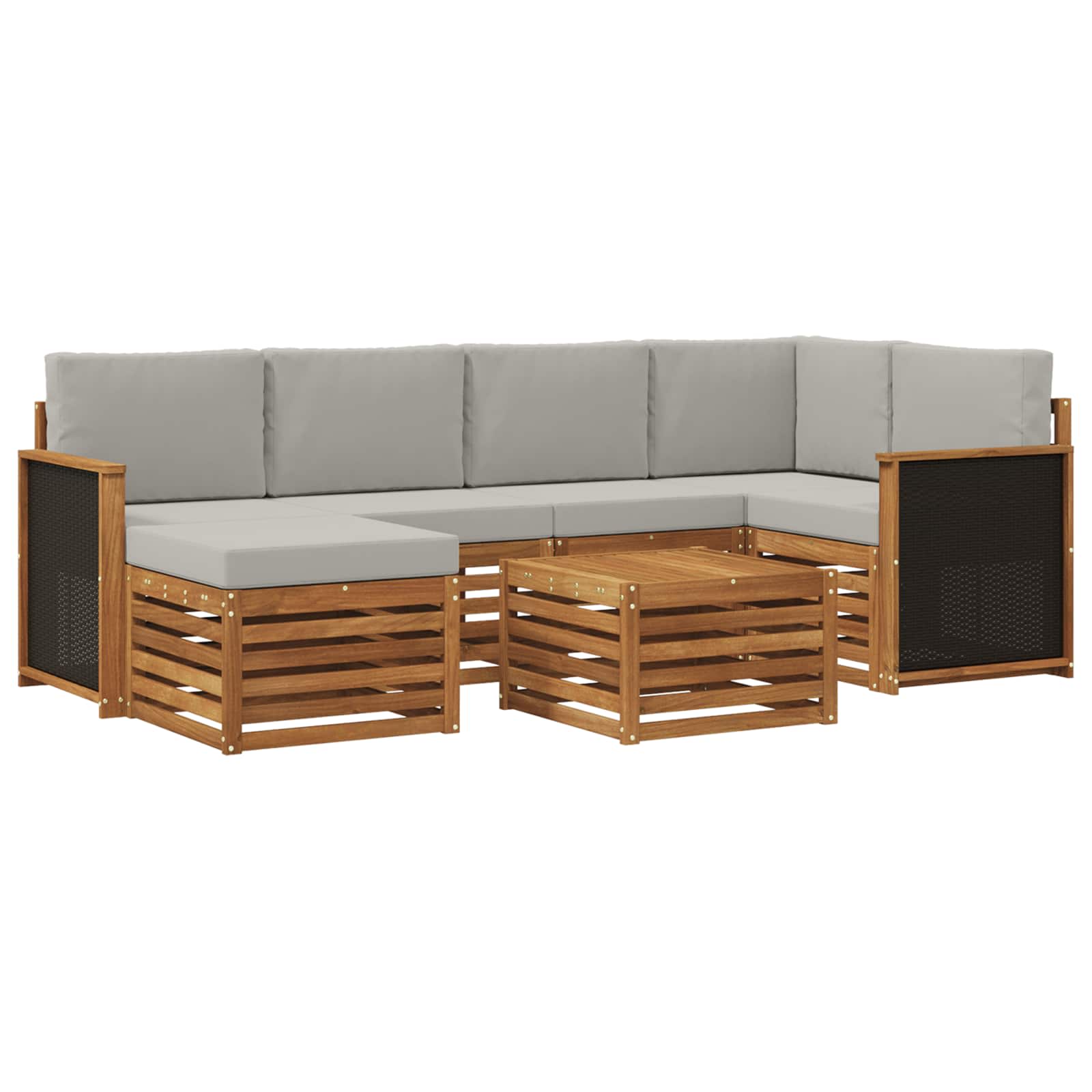 Ensemble de canapé d'angle 6 pcs Naturel et gris clair