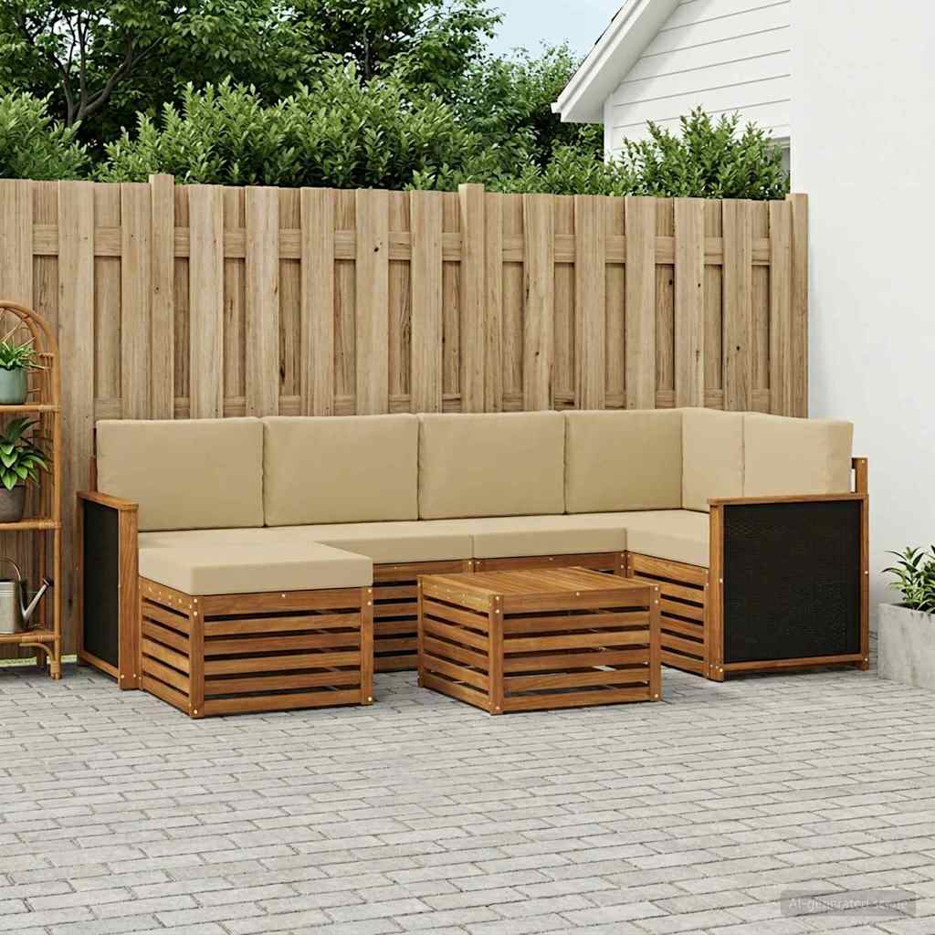 Ensemble de canapé d'angle avec coussin 6 pcs Naturel - XIOS