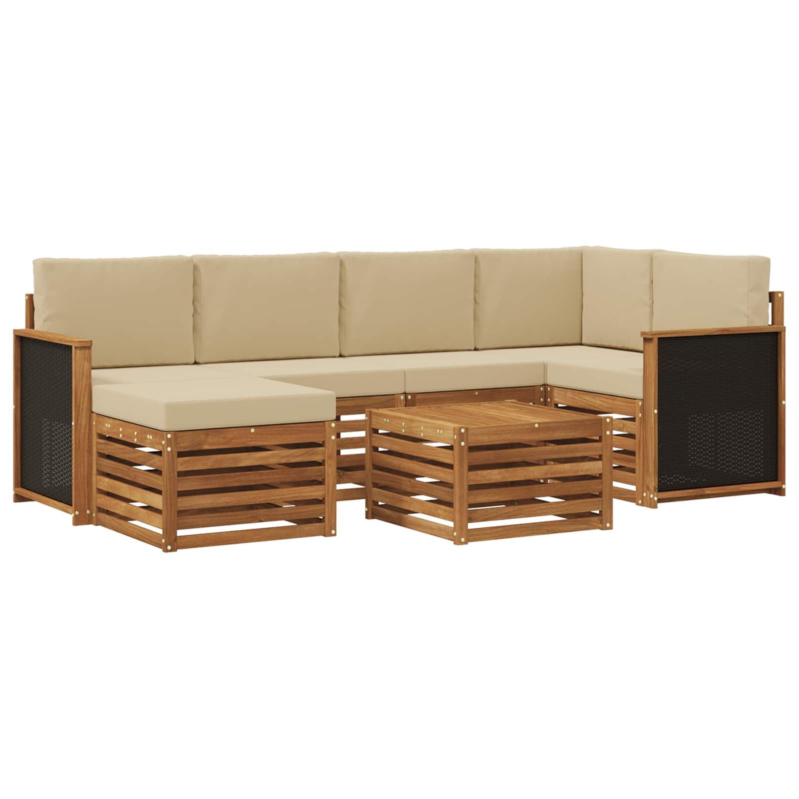 Ensemble de canapé d'angle avec coussin 6 pcs Naturel - XIOS