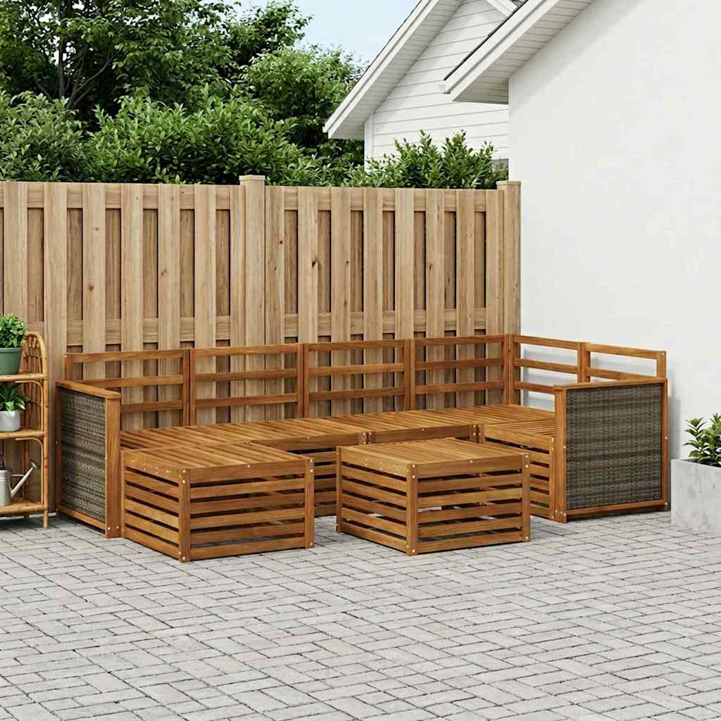 Ensemble de canapé d'angle 6 pcs Naturel Bois d'Acacia Massif - XIOS