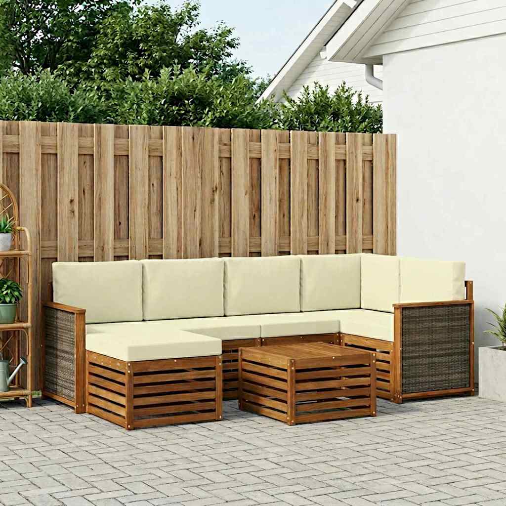 Ensemble de canapé d'angle avec coussin 6 pcs Naturel et Crème - XIOS