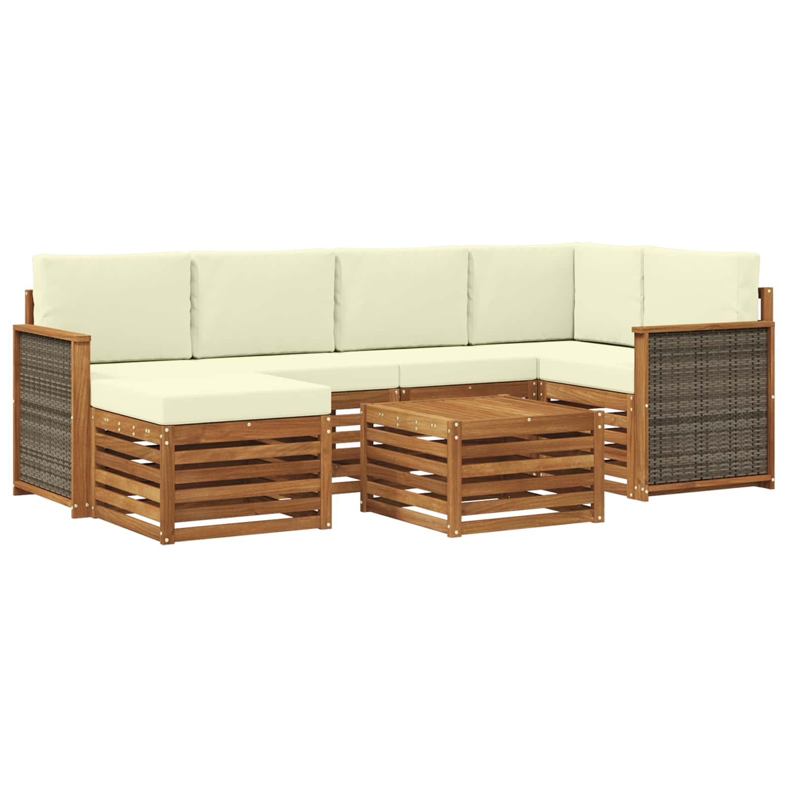 Ensemble de canapé d'angle avec coussin 6 pcs Naturel et Crème - XIOS