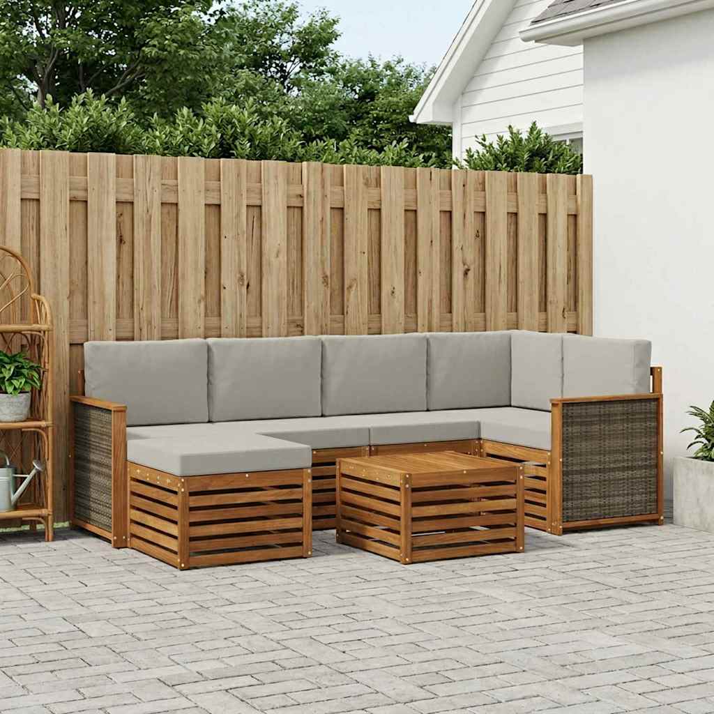 Ensemble de canapé d'angle 6 pcs Naturel et gris clair