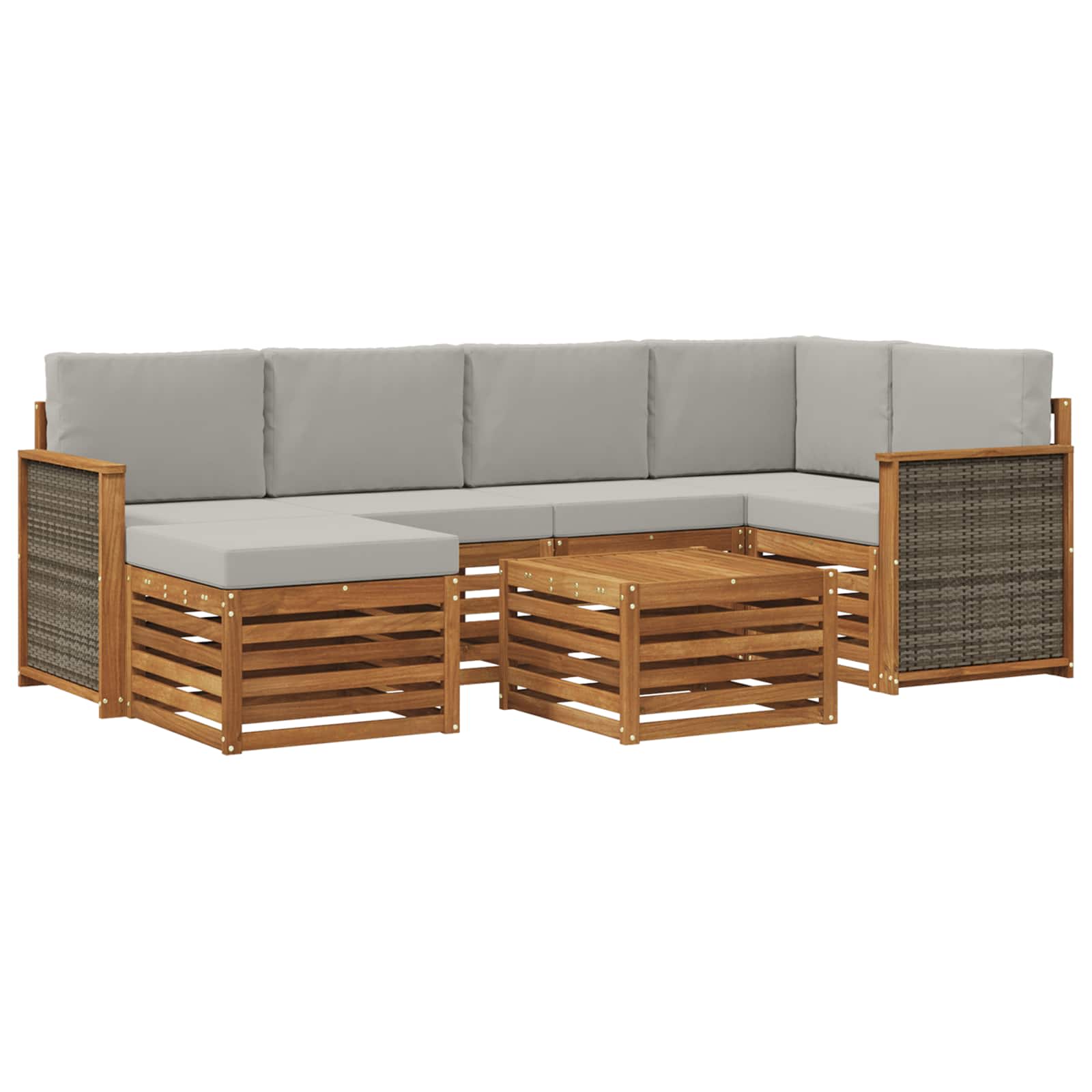 Ensemble de canapé d'angle 6 pcs Naturel et gris clair