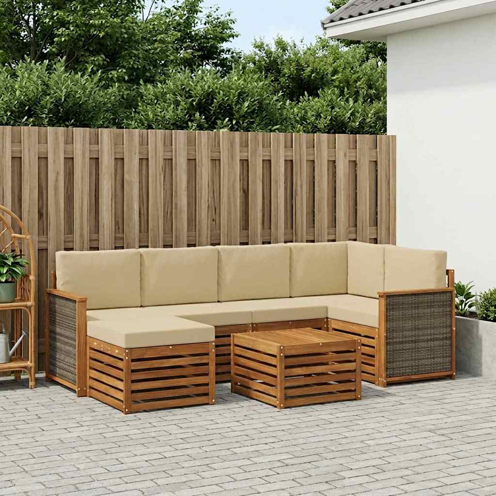 Ensemble de canapé d'angle avec coussin 6 pcs Naturel - XIOS