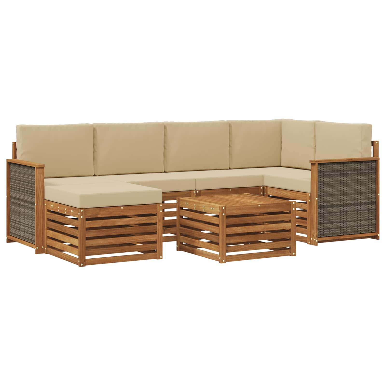 Ensemble de canapé d'angle avec coussin 6 pcs Naturel - XIOS