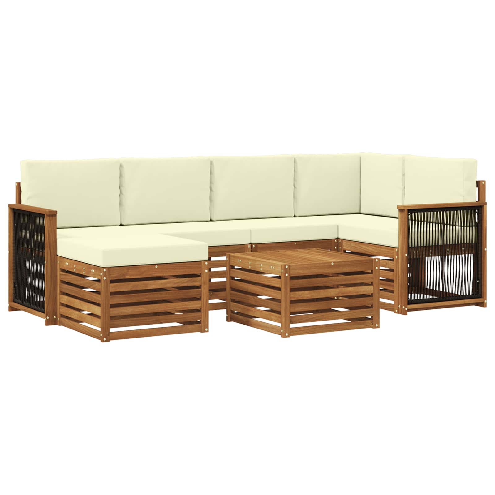 Ensemble de canapé d'angle avec coussin 6 pcs Naturel et Crème - XIOS