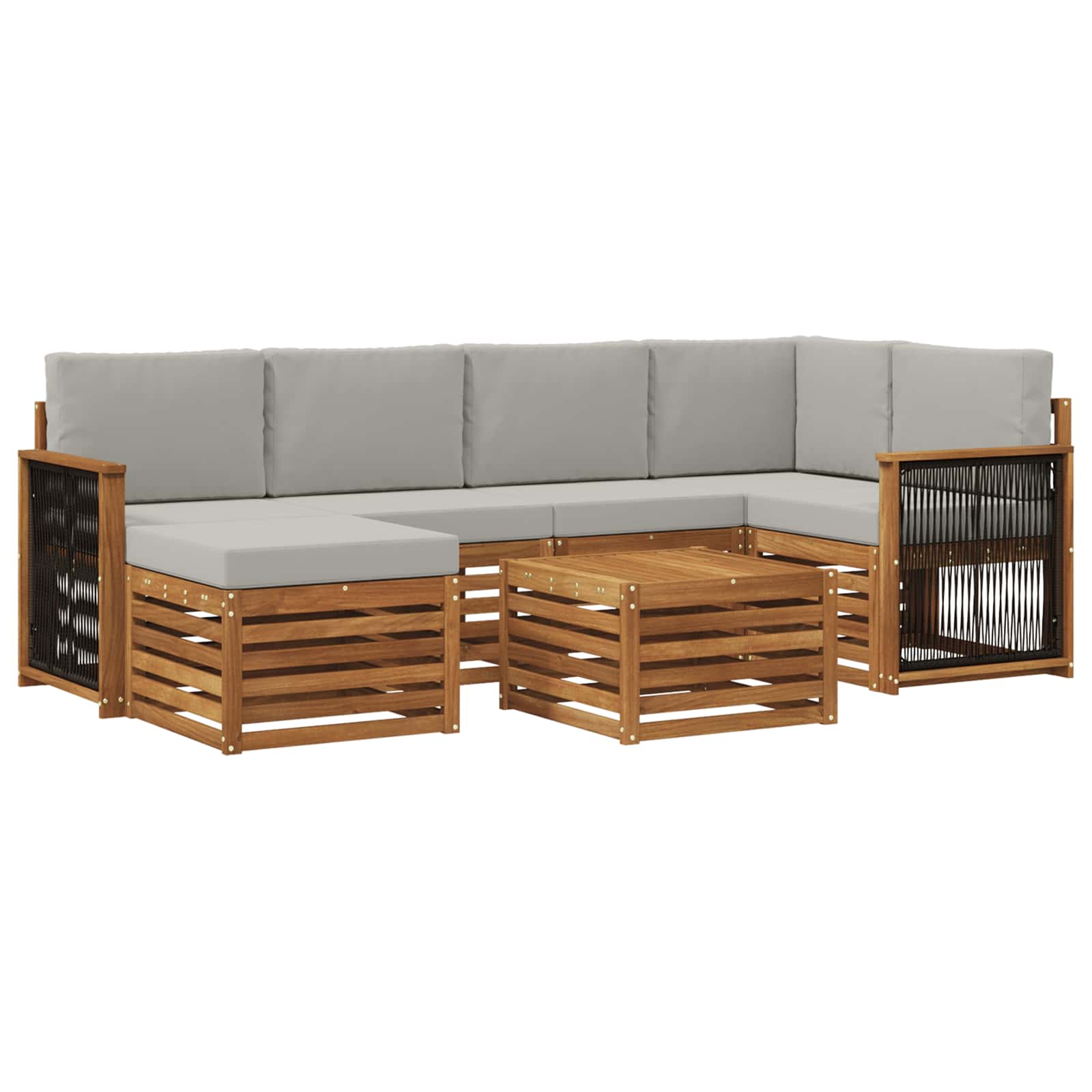 Ensemble de canapé d'angle 6 pcs Naturel et gris clair