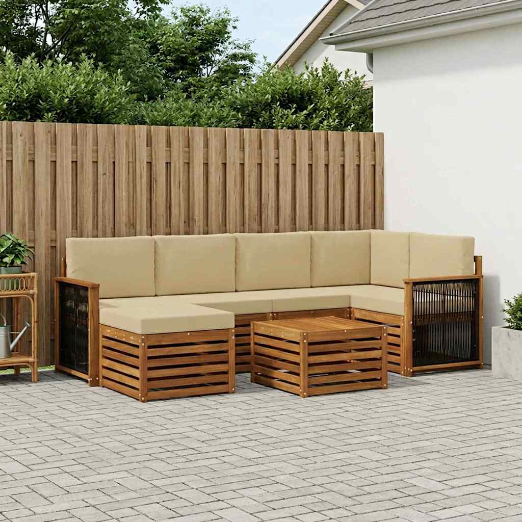 Ensemble de canapé d'angle avec coussin 6 pcs Naturel - XIOS