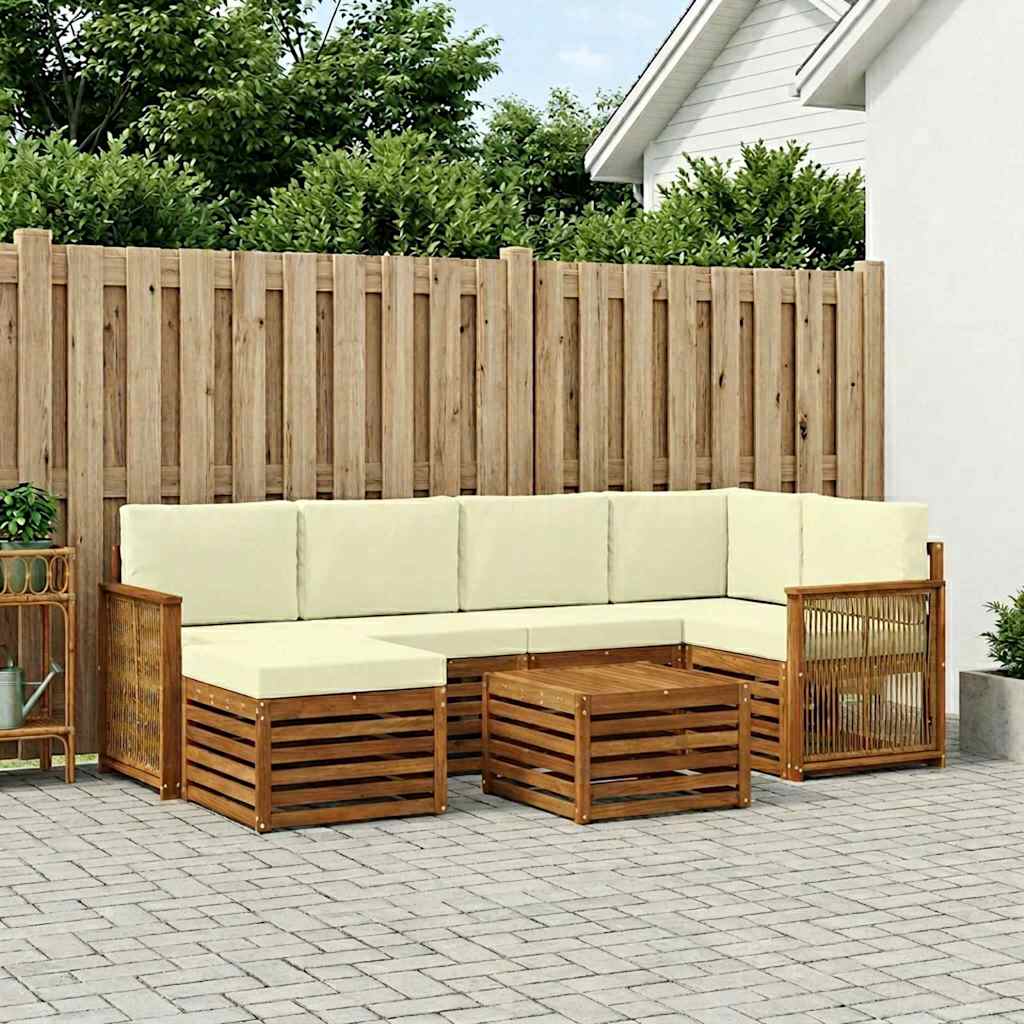 Ensemble de canapé d'angle avec coussin 6 pcs Naturel et Crème - XIOS