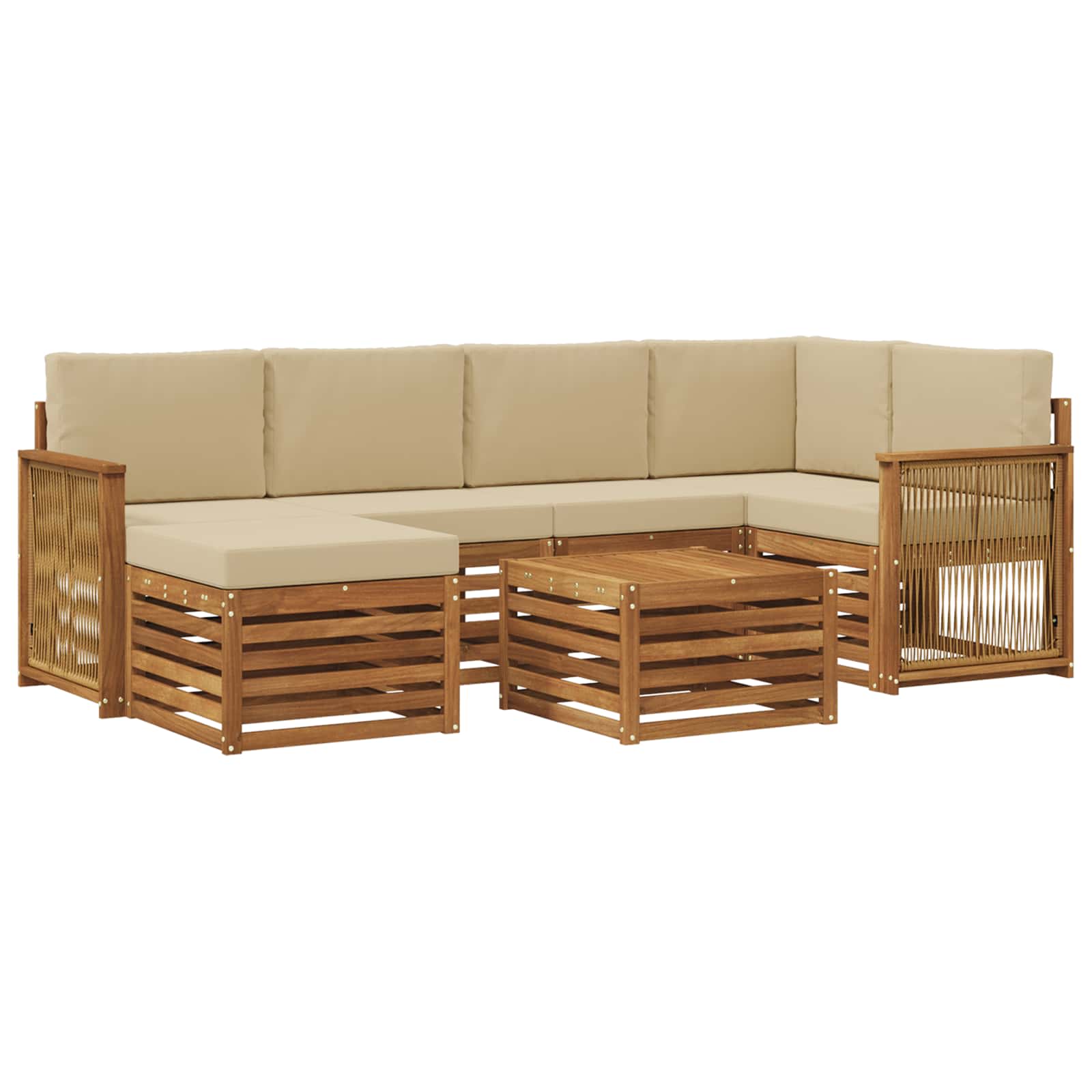 Ensemble de canapé d'angle avec coussin 6 pcs Naturel - XIOS