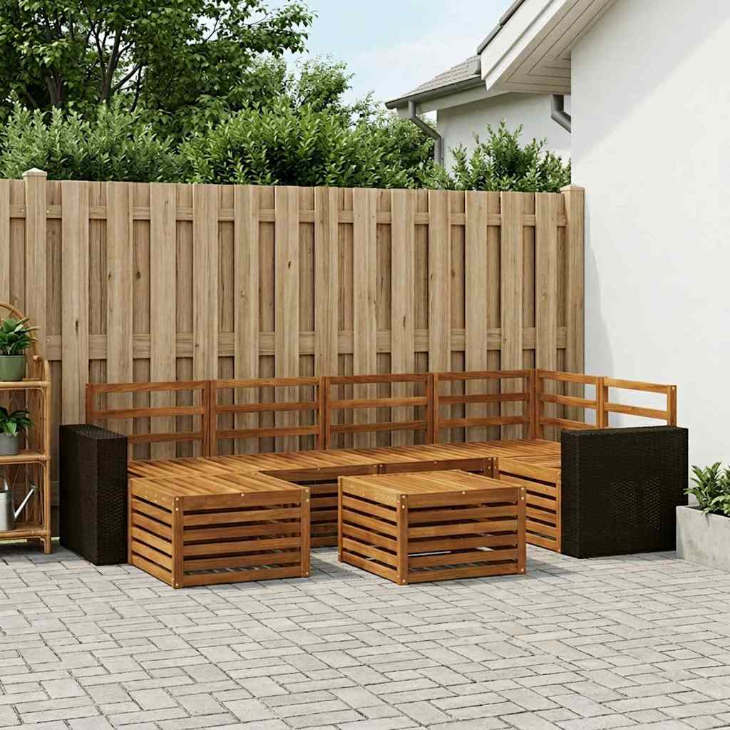 Ensemble de canapé d'angle 7 pcs Naturel Bois d'Acacia Massif - XIOS