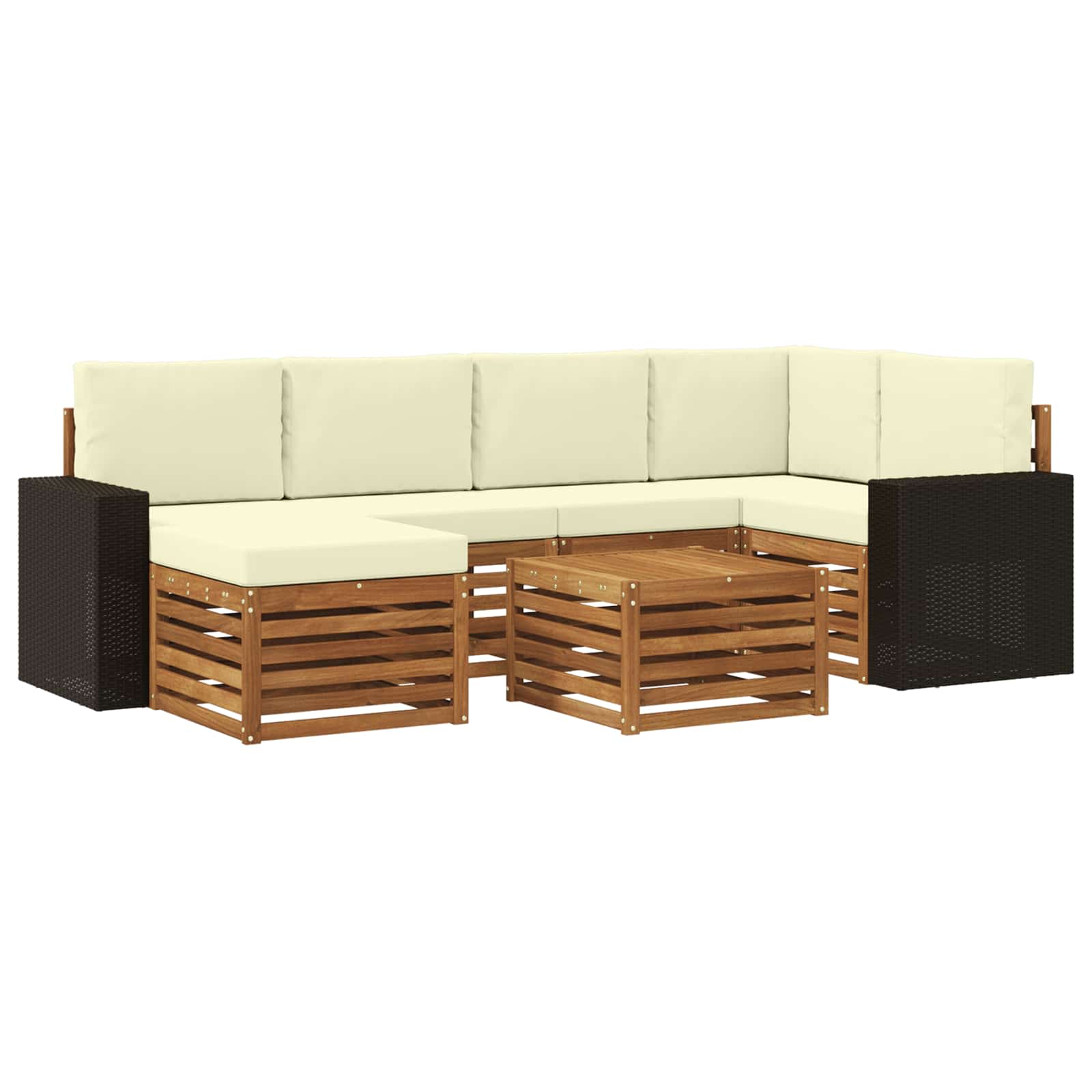 Ensemble de canapé d'angle avec coussin 7 pcs Naturel et Crème - XIOS