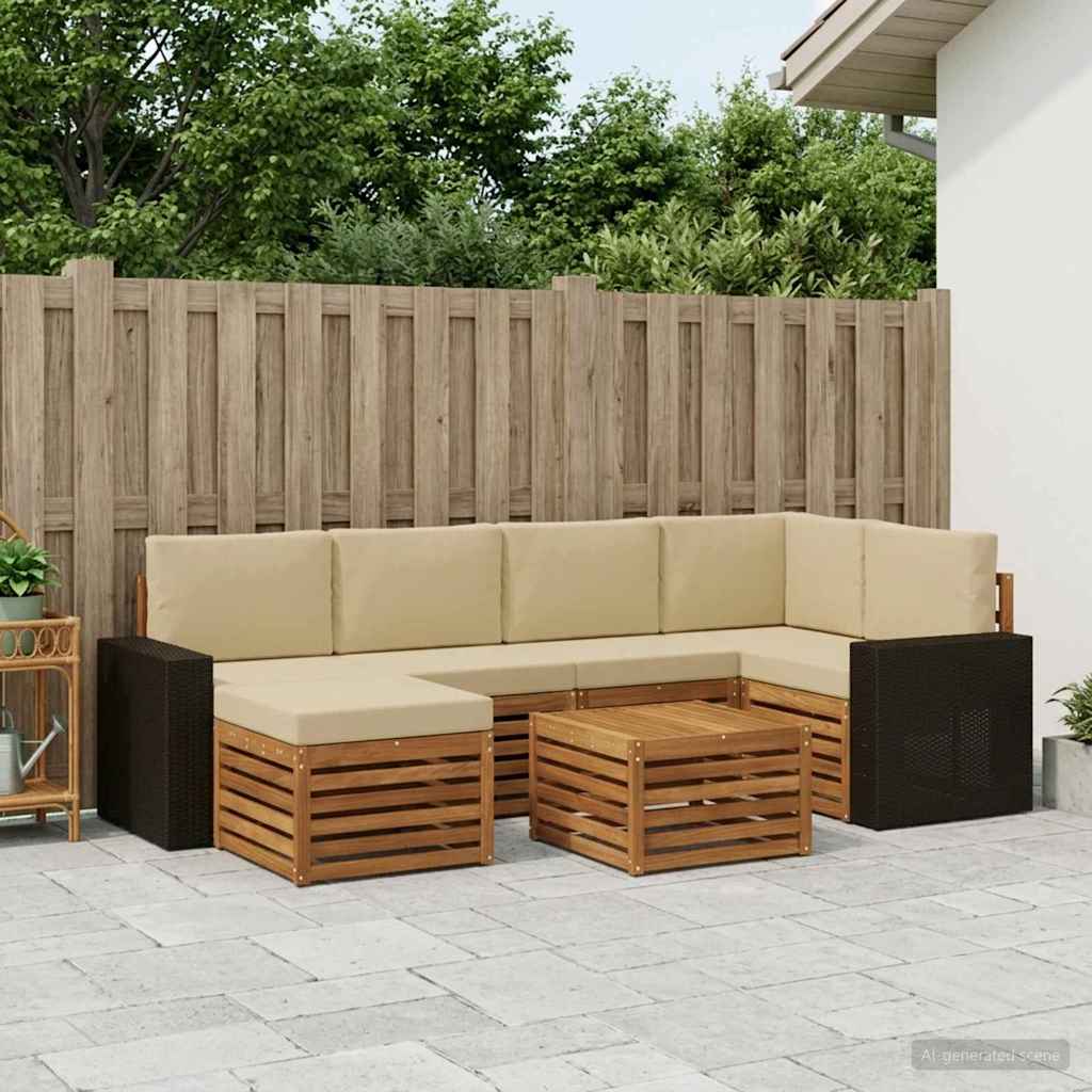 Ensemble de canapé d'angle avec coussin 7 pcs Naturel et Beige - XIOS